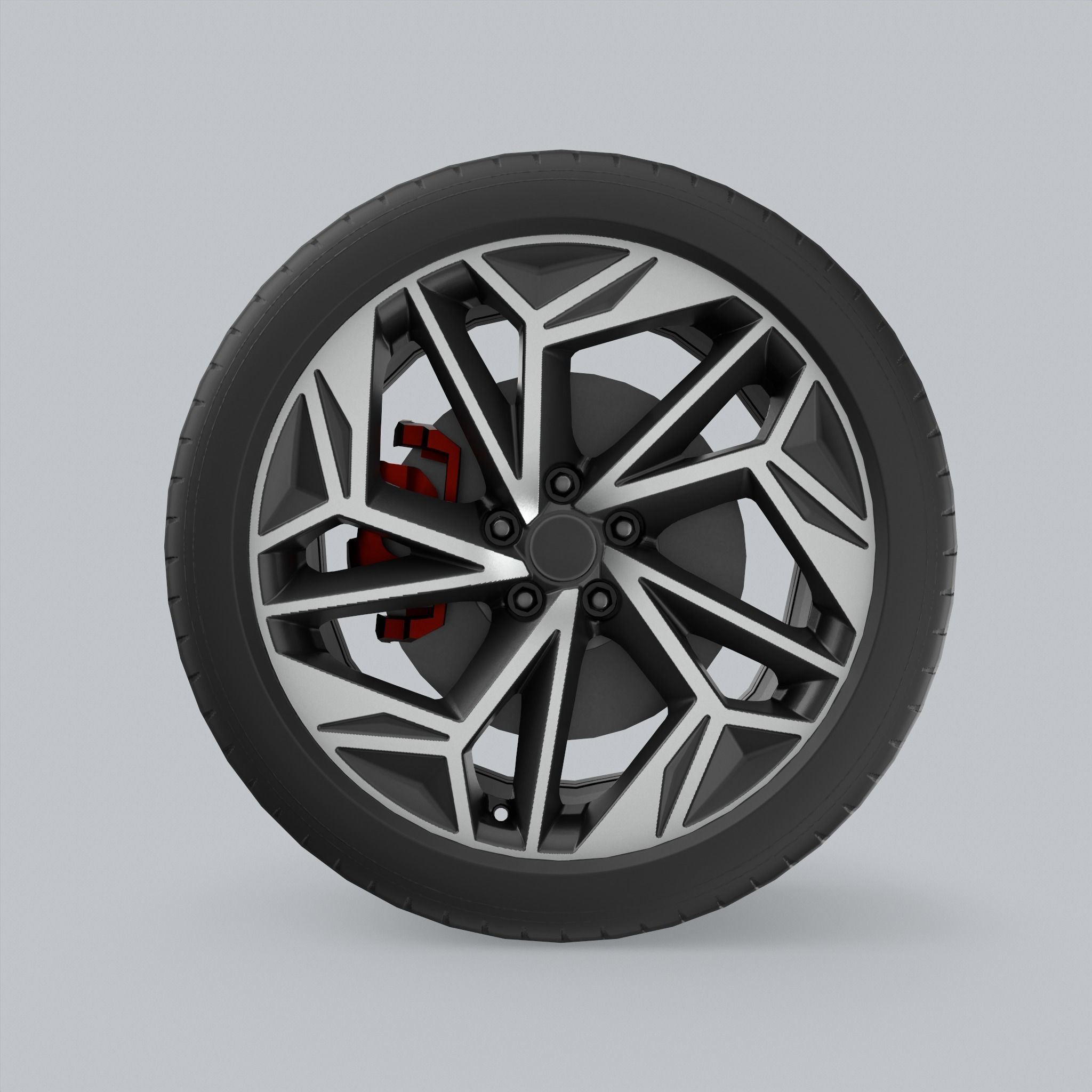 Car Wheel Game Ready Low-poly 3D model_1