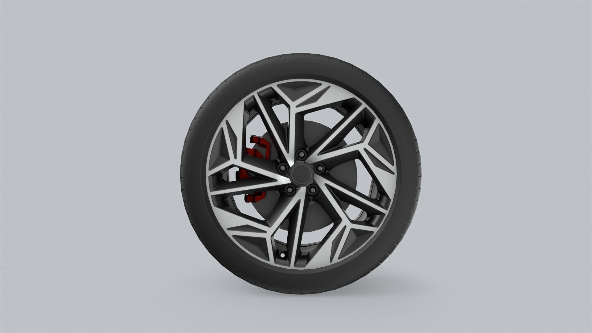 Car Wheel Game Ready Low-poly 3D model_3