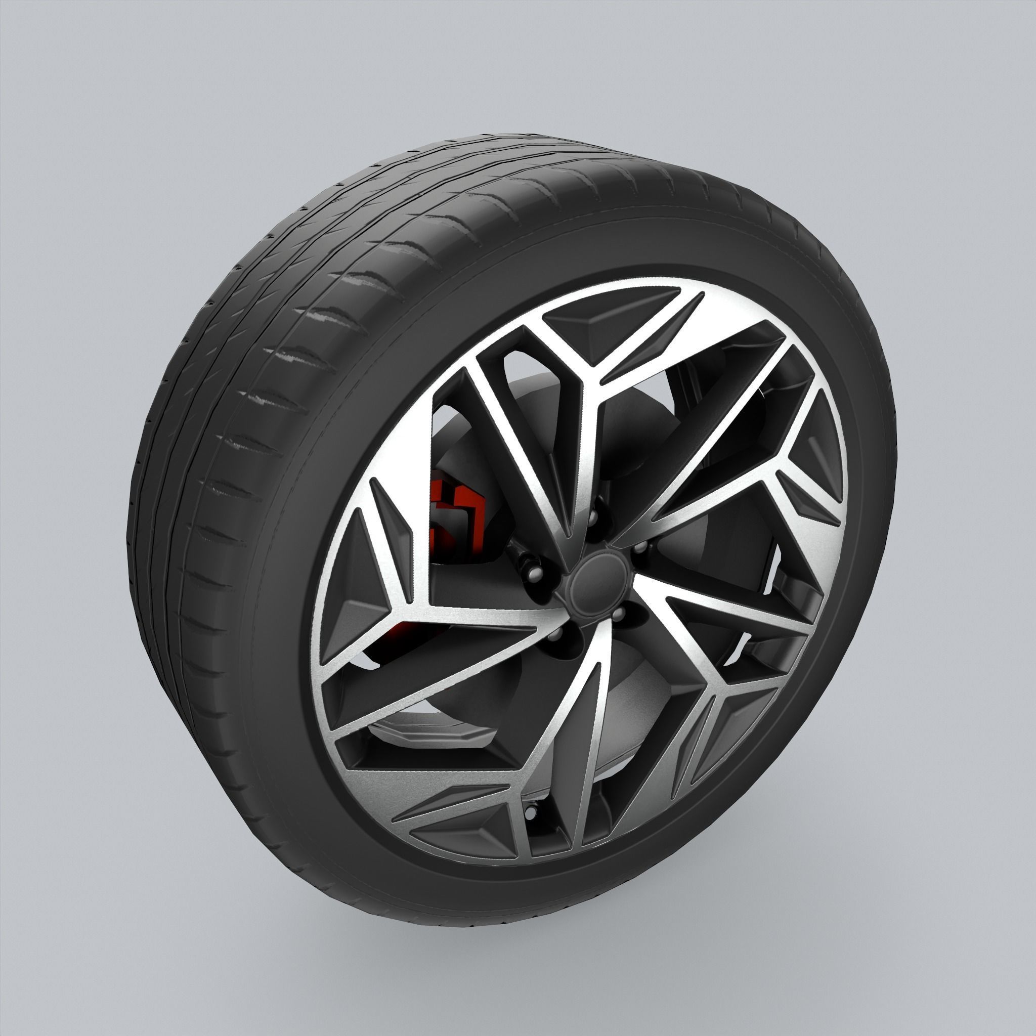 Car Wheel Game Ready Low-poly 3D model_2