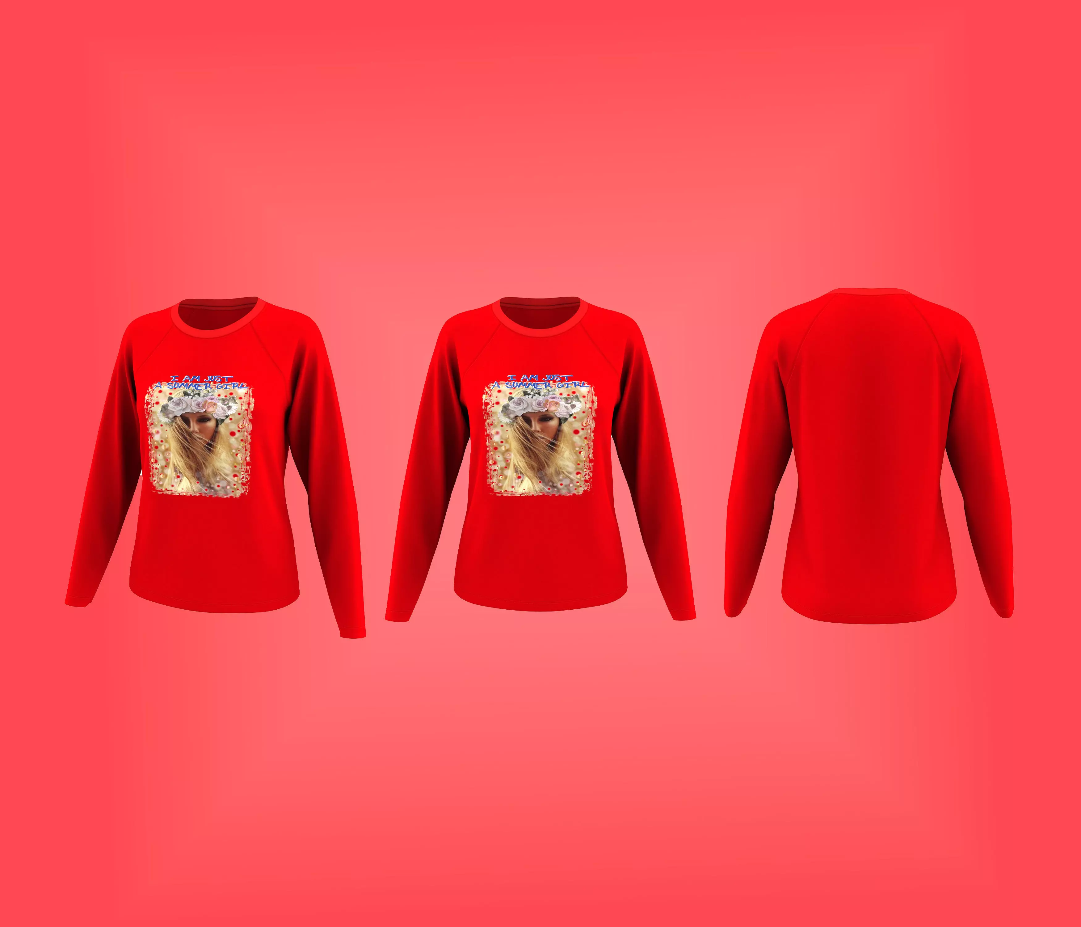 Women Chest Printed LS Raglan Fashion Tee Low-poly 3D model