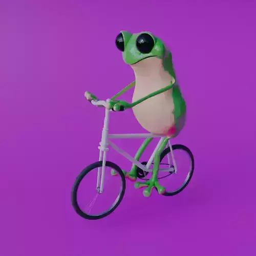 cartoon frog with bicycle