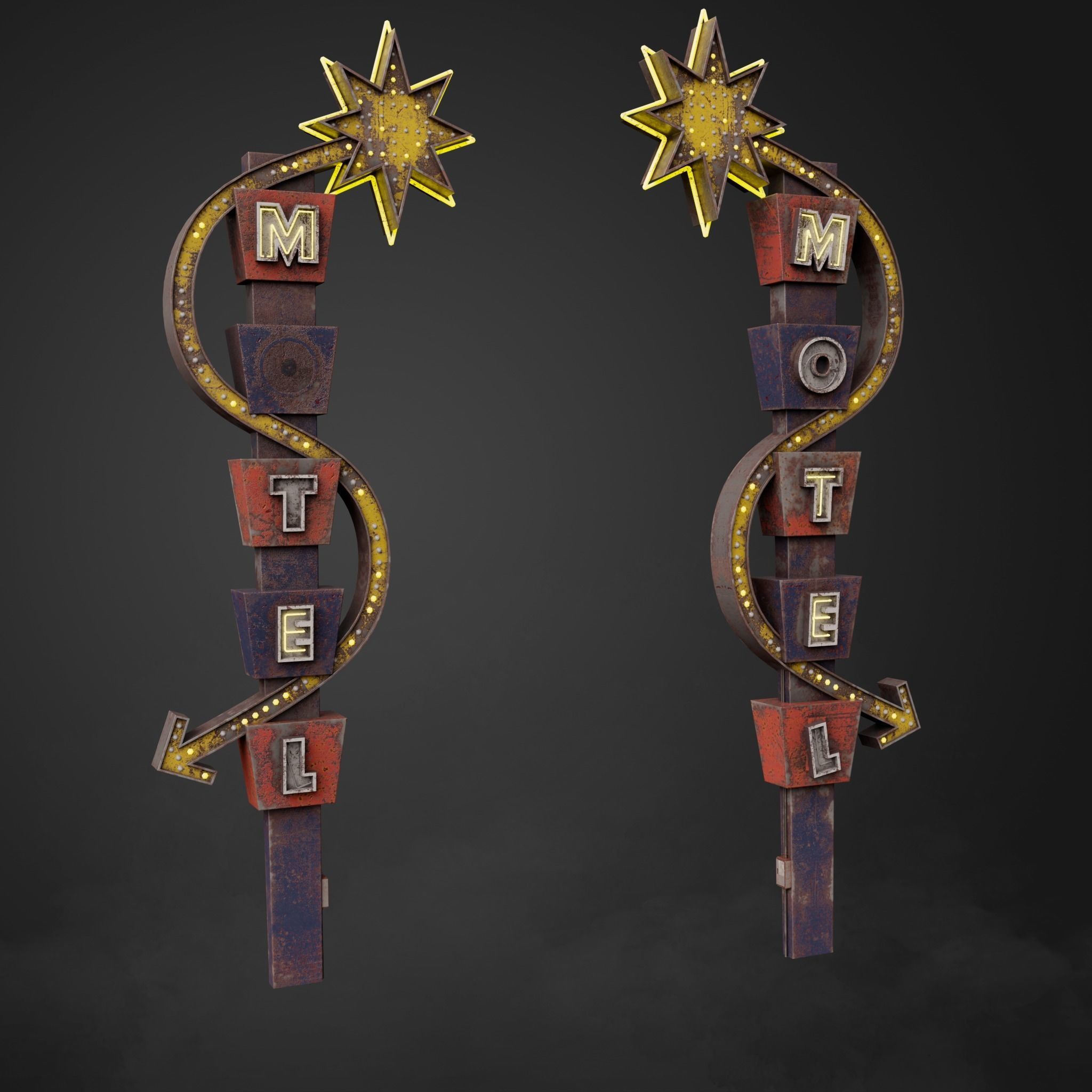 5 Neon signs in 3 types Low-poly 3D model_16