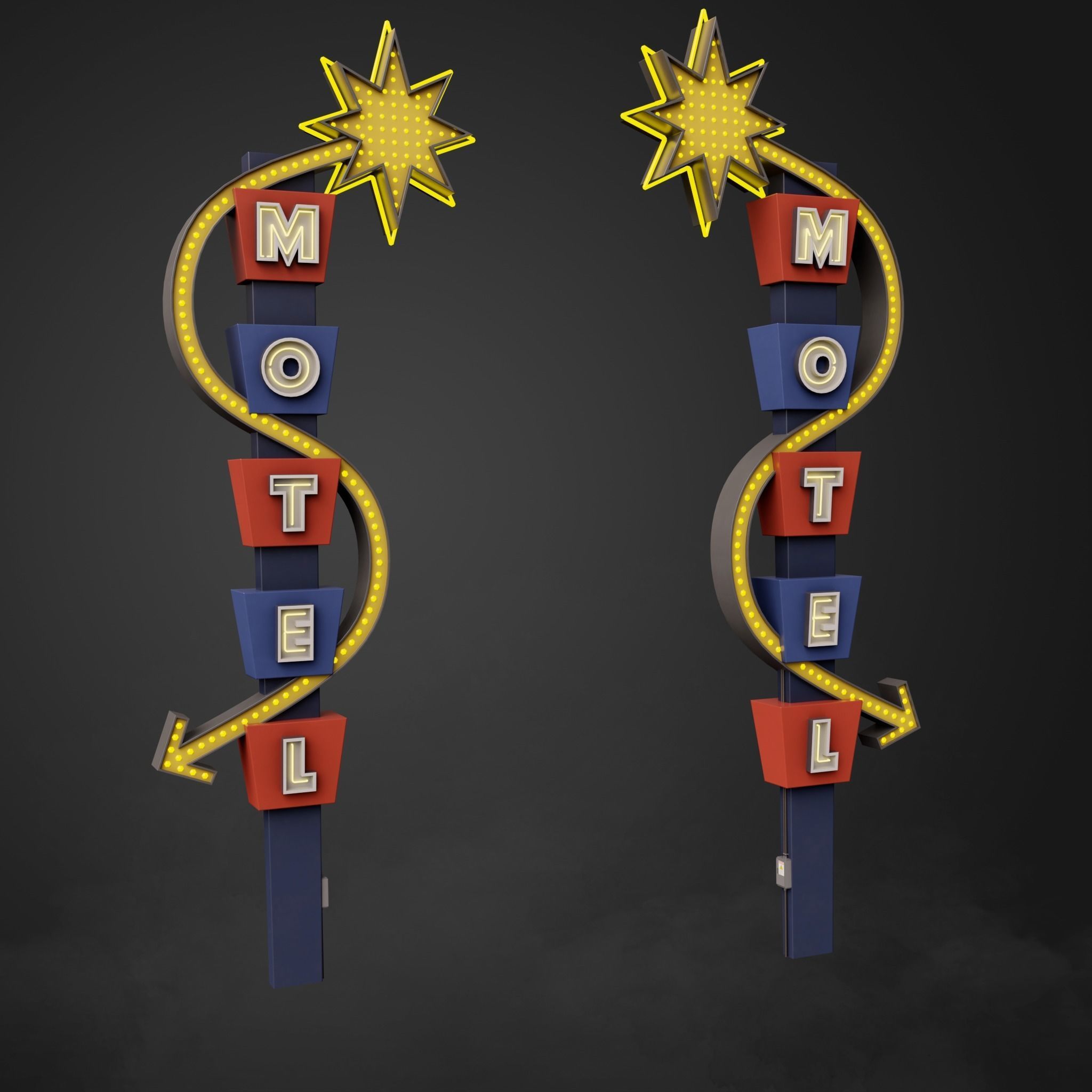 5 Neon signs in 3 types Low-poly 3D model_14