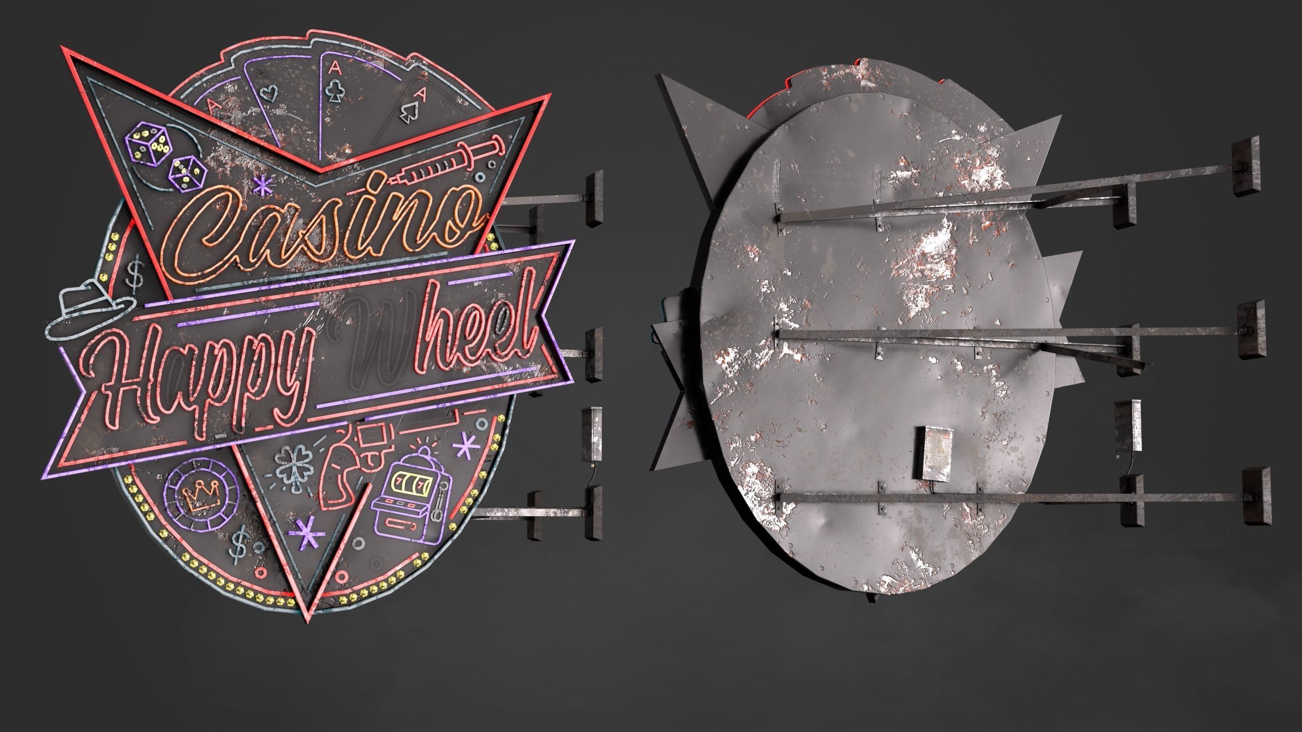 5 Neon signs in 3 types Low-poly 3D model_5