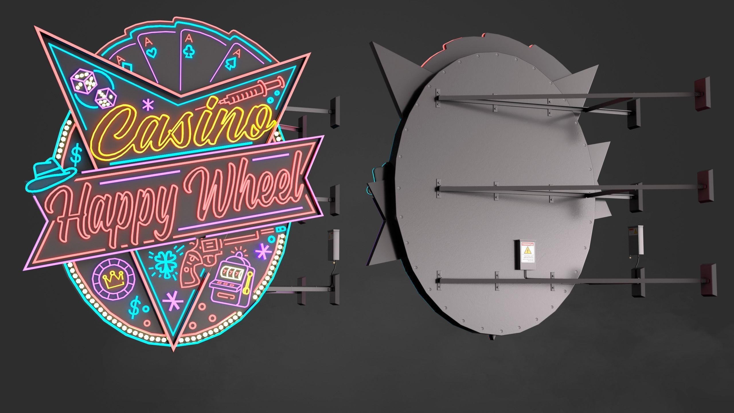 5 Neon signs in 3 types Low-poly 3D model_3
