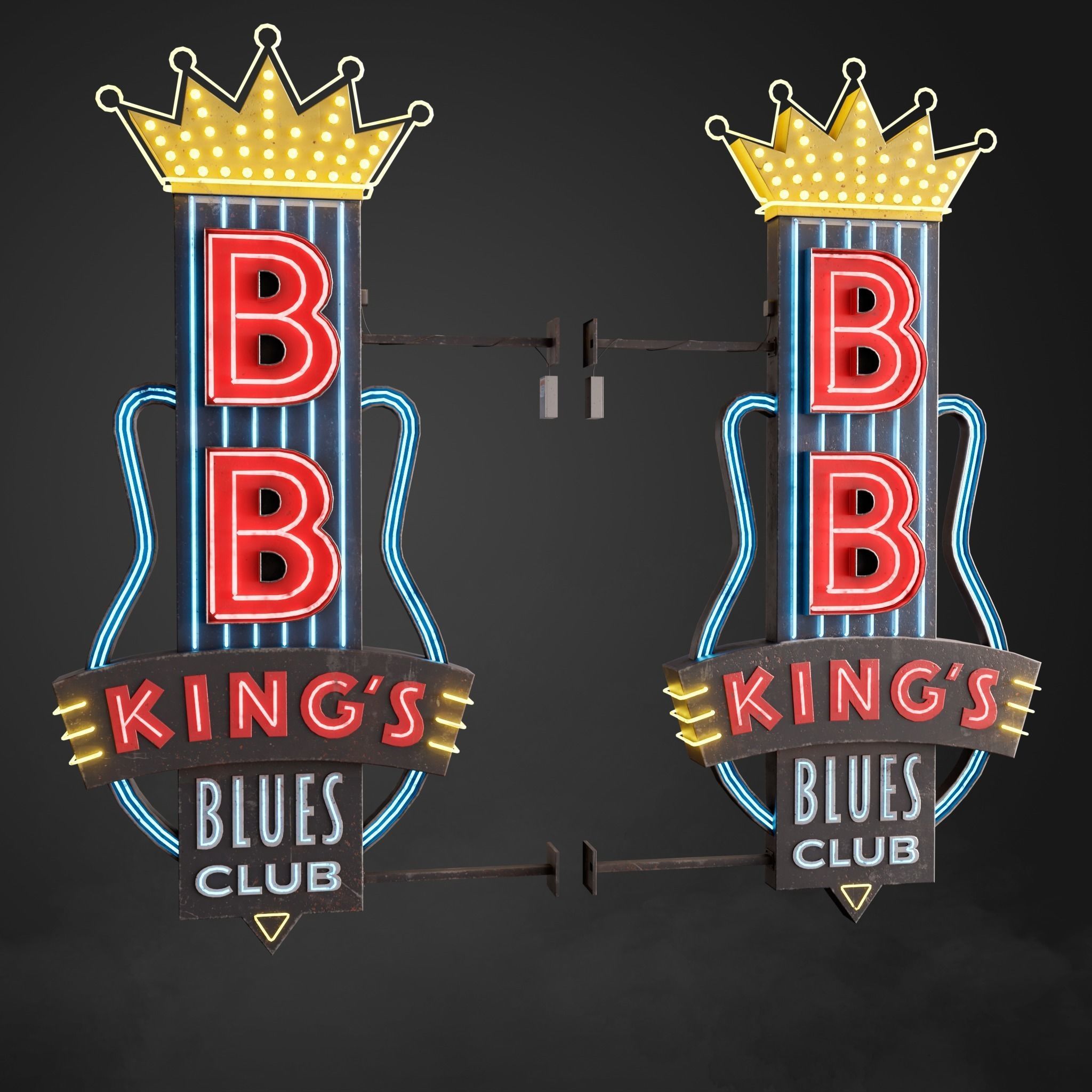 5 Neon signs in 3 types Low-poly 3D model_8