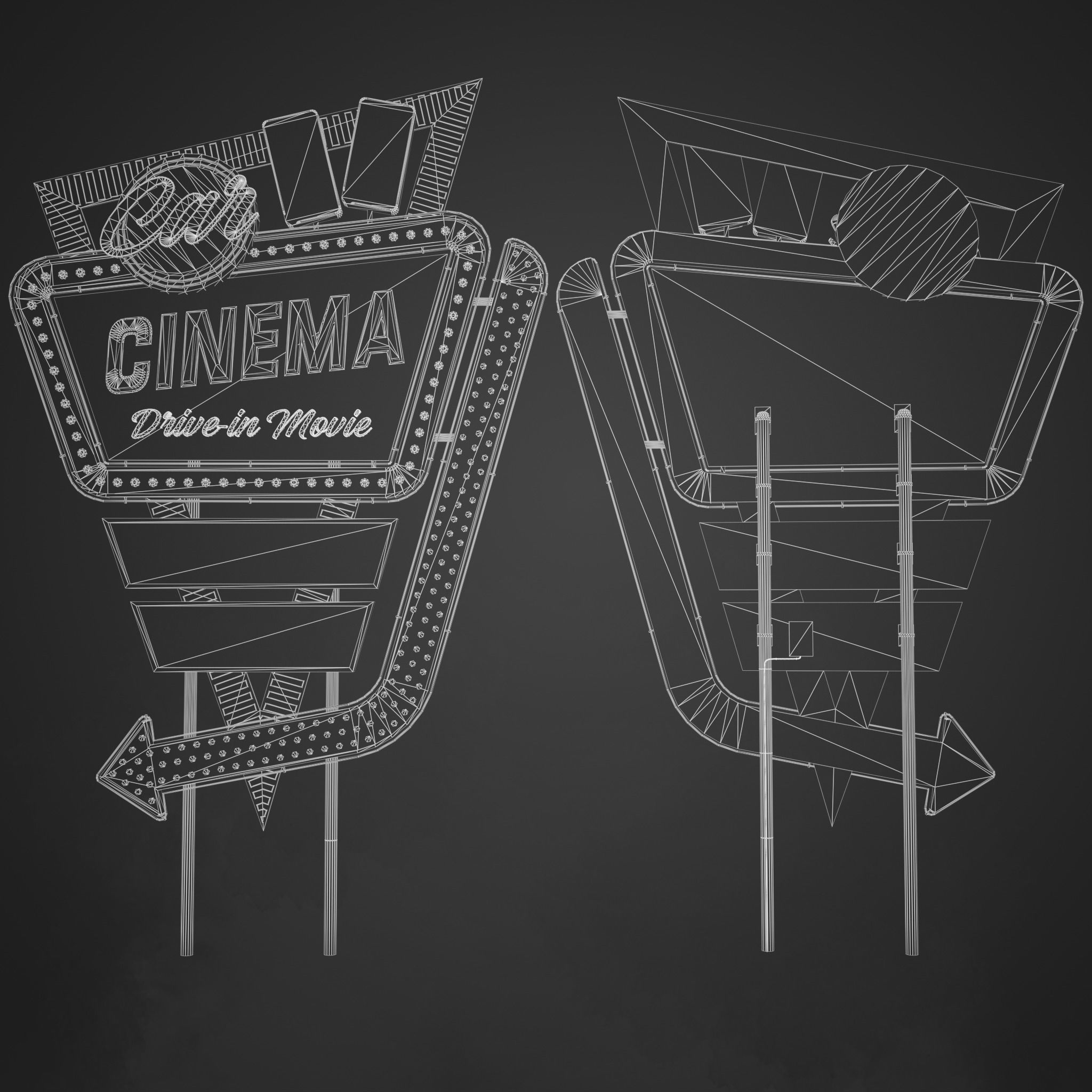 5 Neon signs in 3 types Low-poly 3D model_25