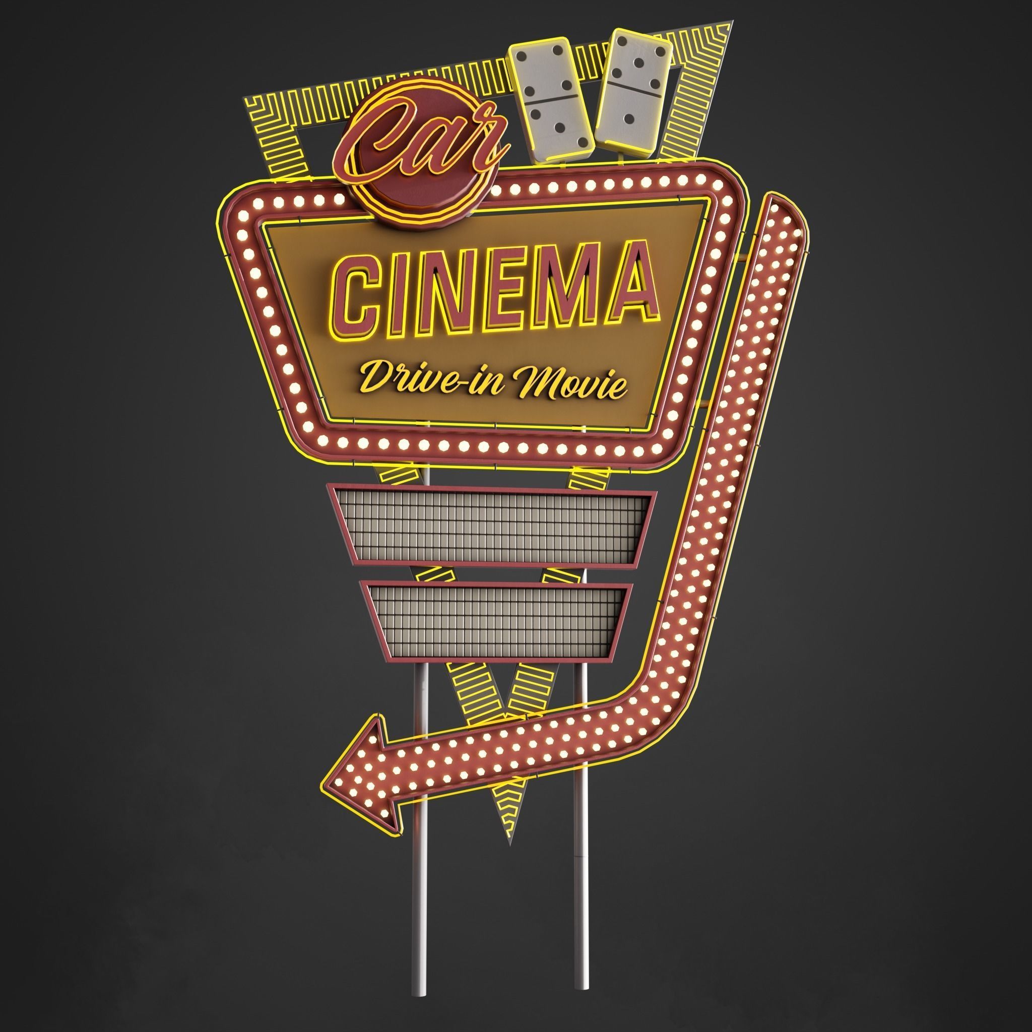 5 Neon signs in 3 types Low-poly 3D model_19