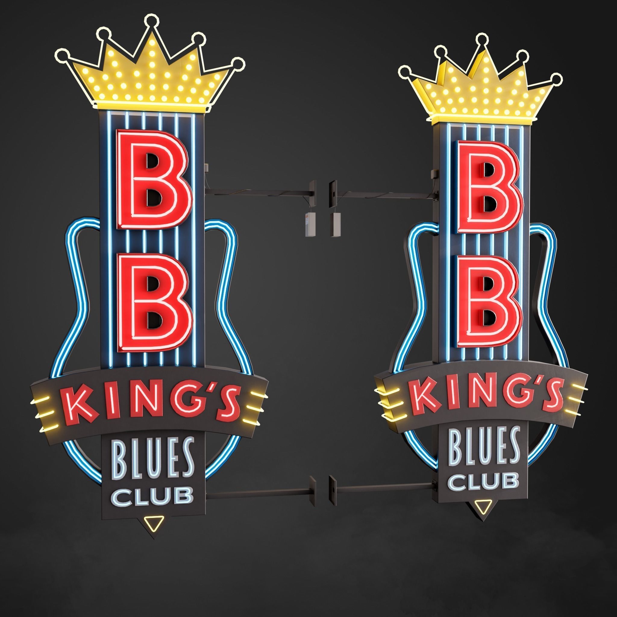 5 Neon signs in 3 types Low-poly 3D model_7