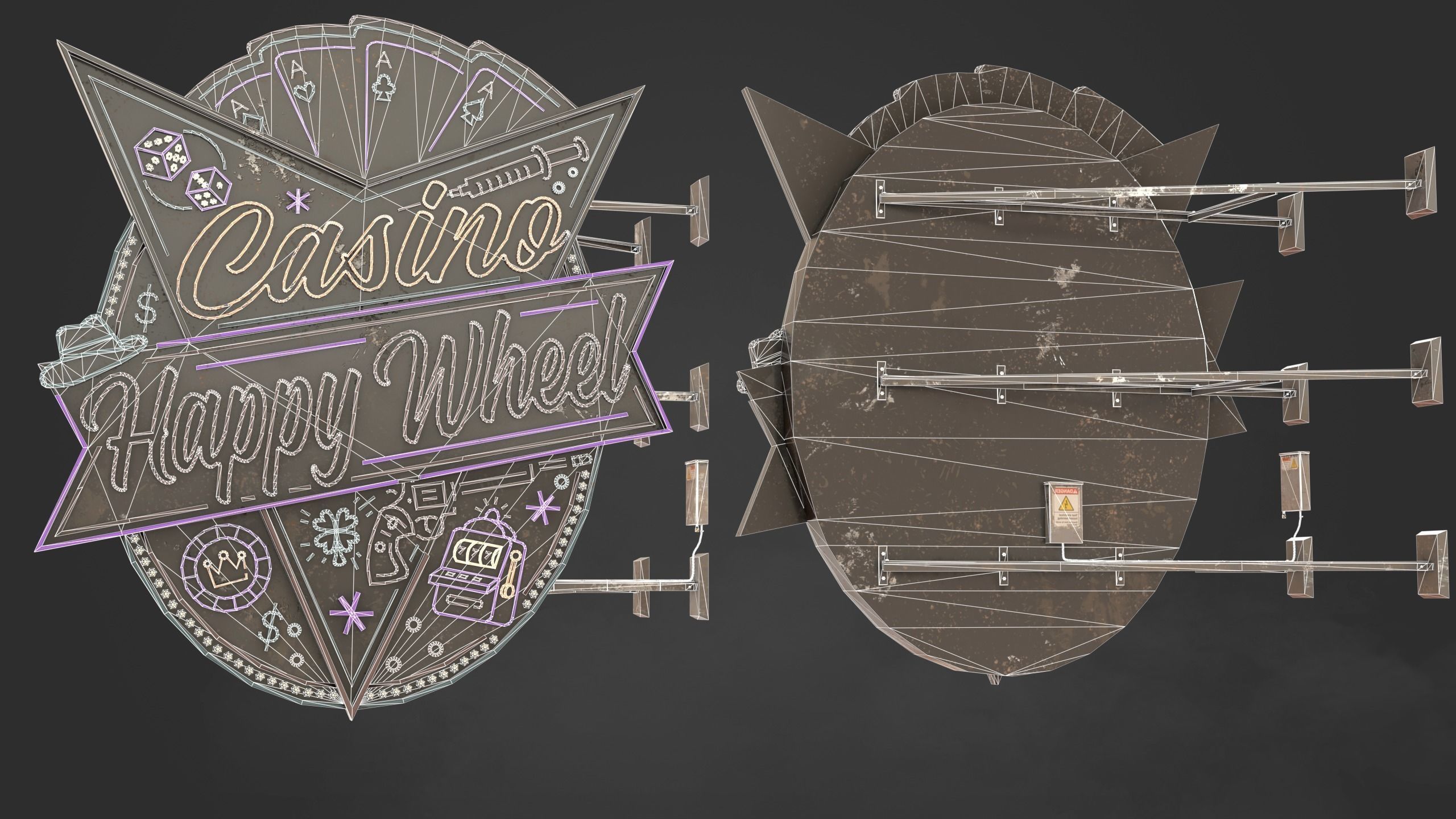 5 Neon signs in 3 types Low-poly 3D model_6