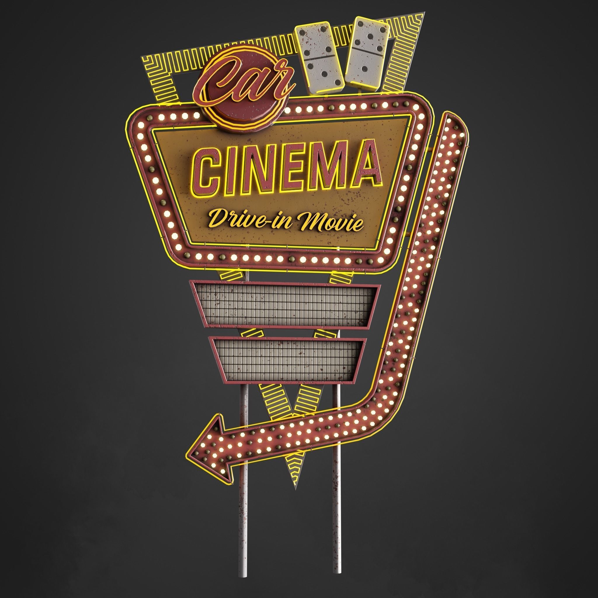 5 Neon signs in 3 types Low-poly 3D model_21