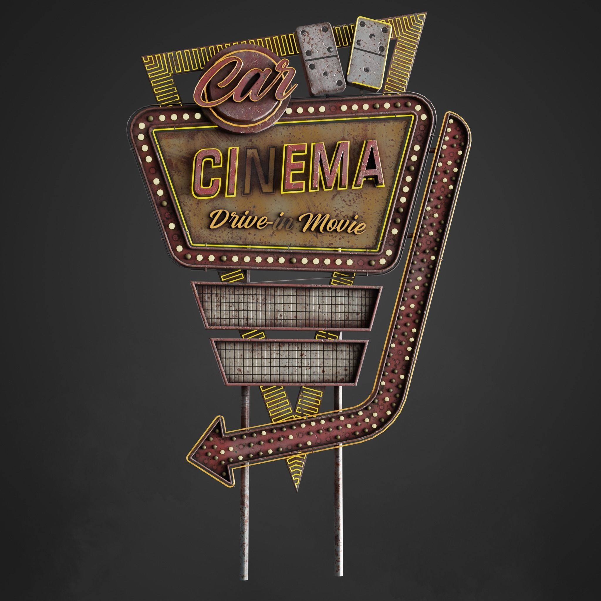 5 Neon signs in 3 types Low-poly 3D model_23