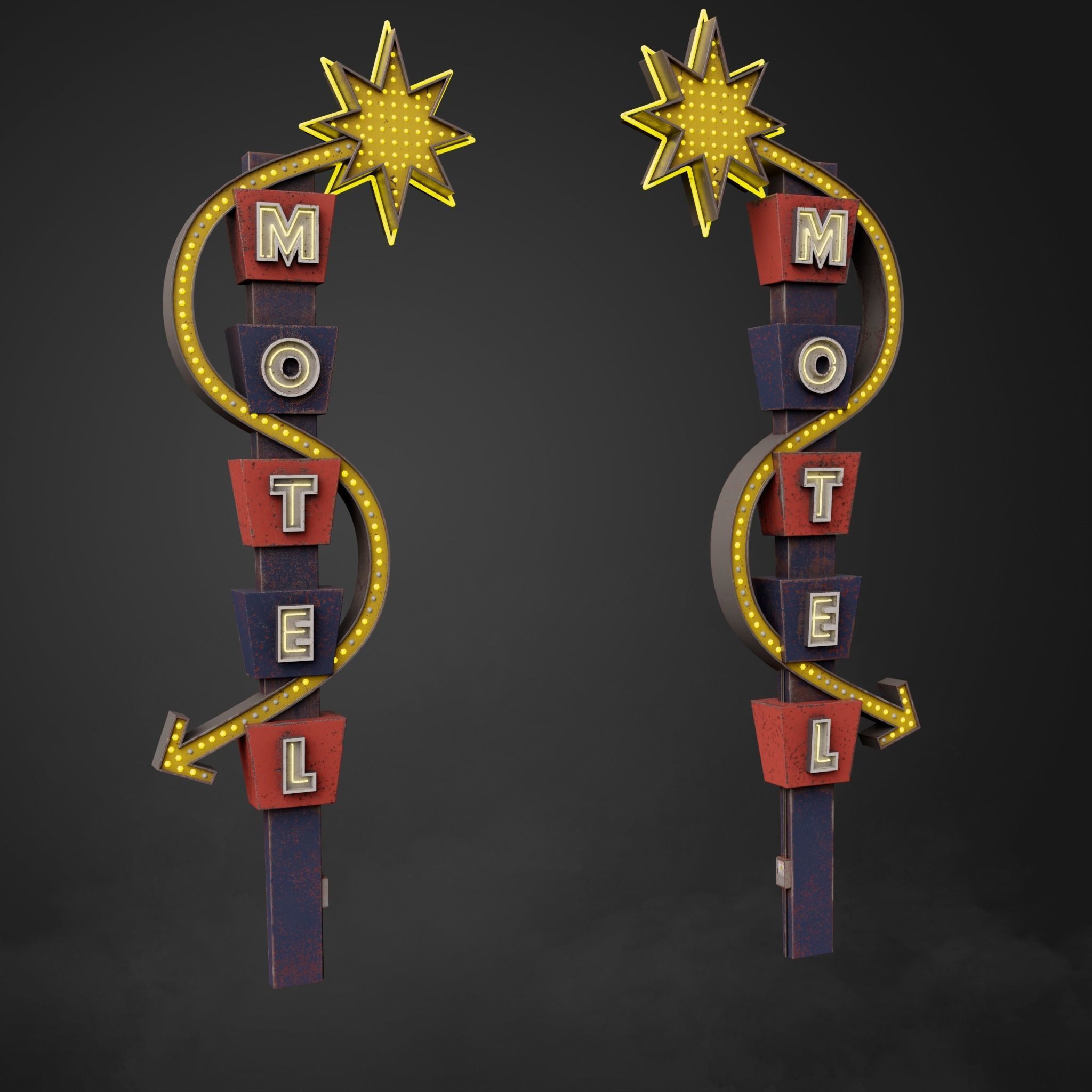 5 Neon signs in 3 types Low-poly 3D model_15