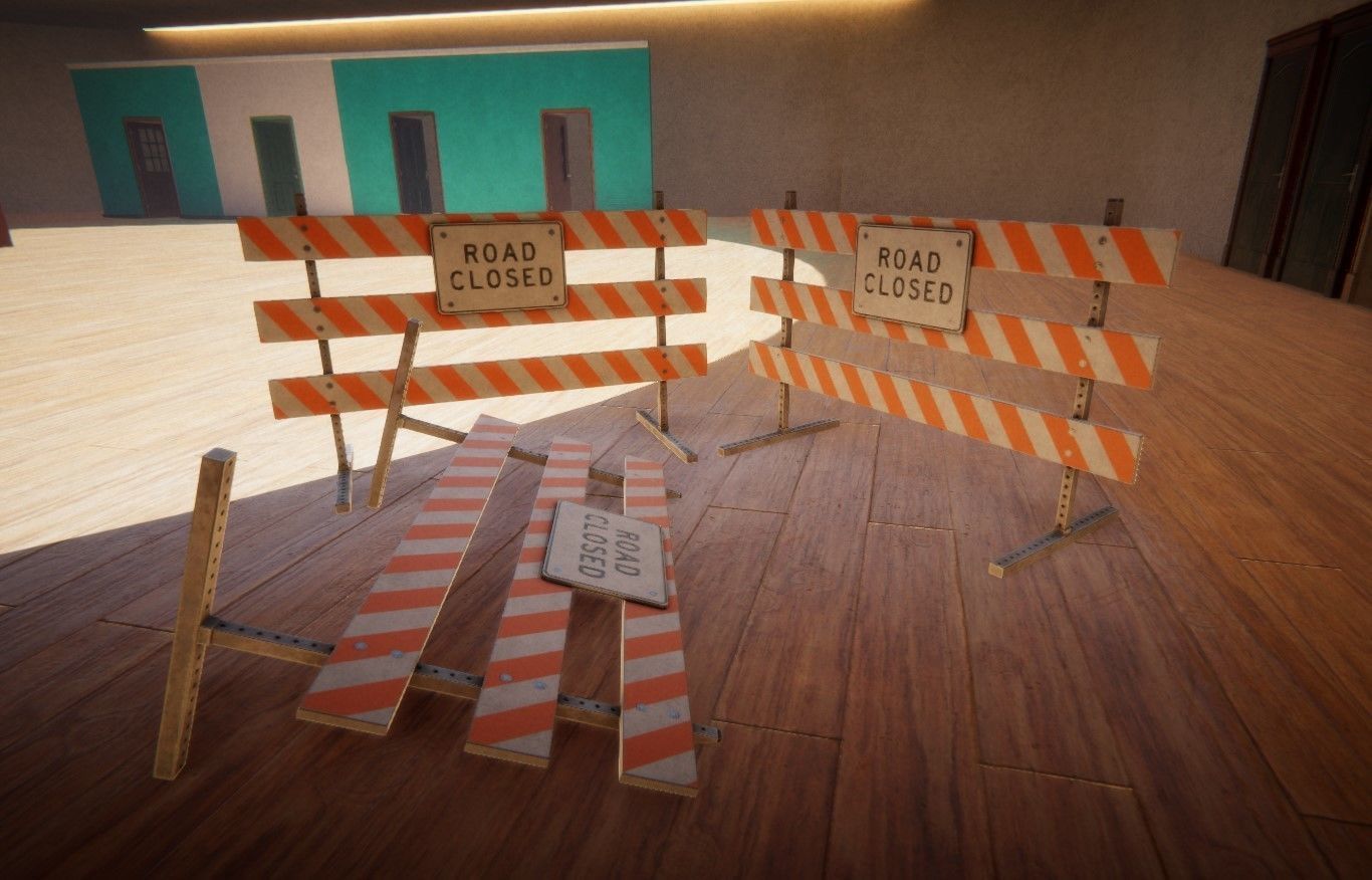 Traffic Road Block  Low-poly 3D model_19