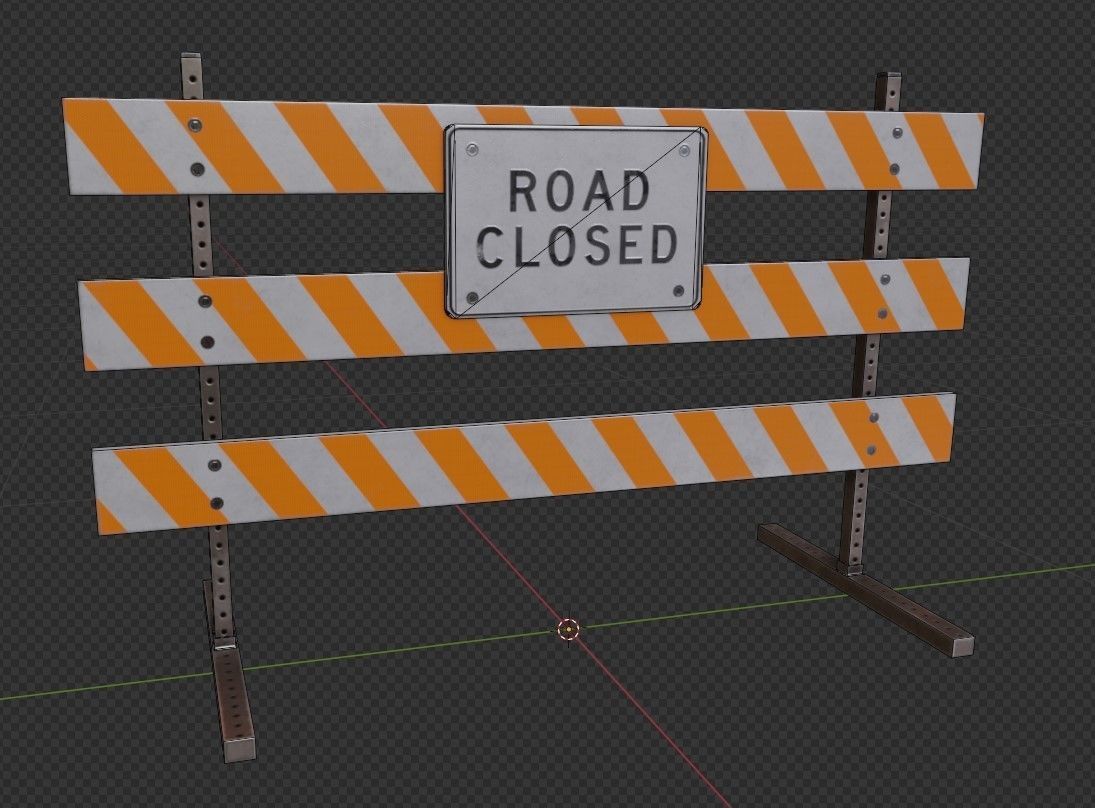Traffic Road Block  Low-poly 3D model_17