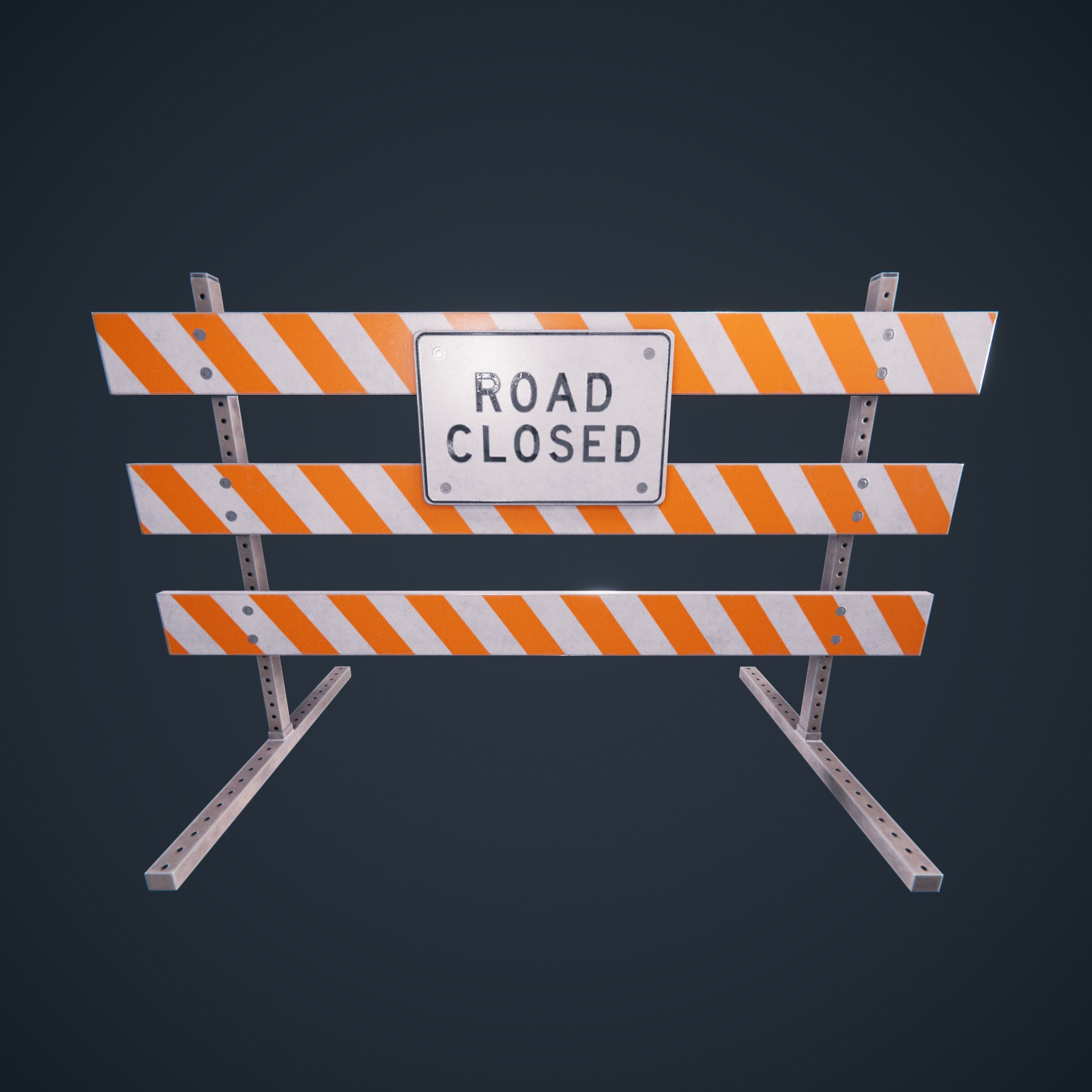 Traffic Road Block  Low-poly 3D model_10