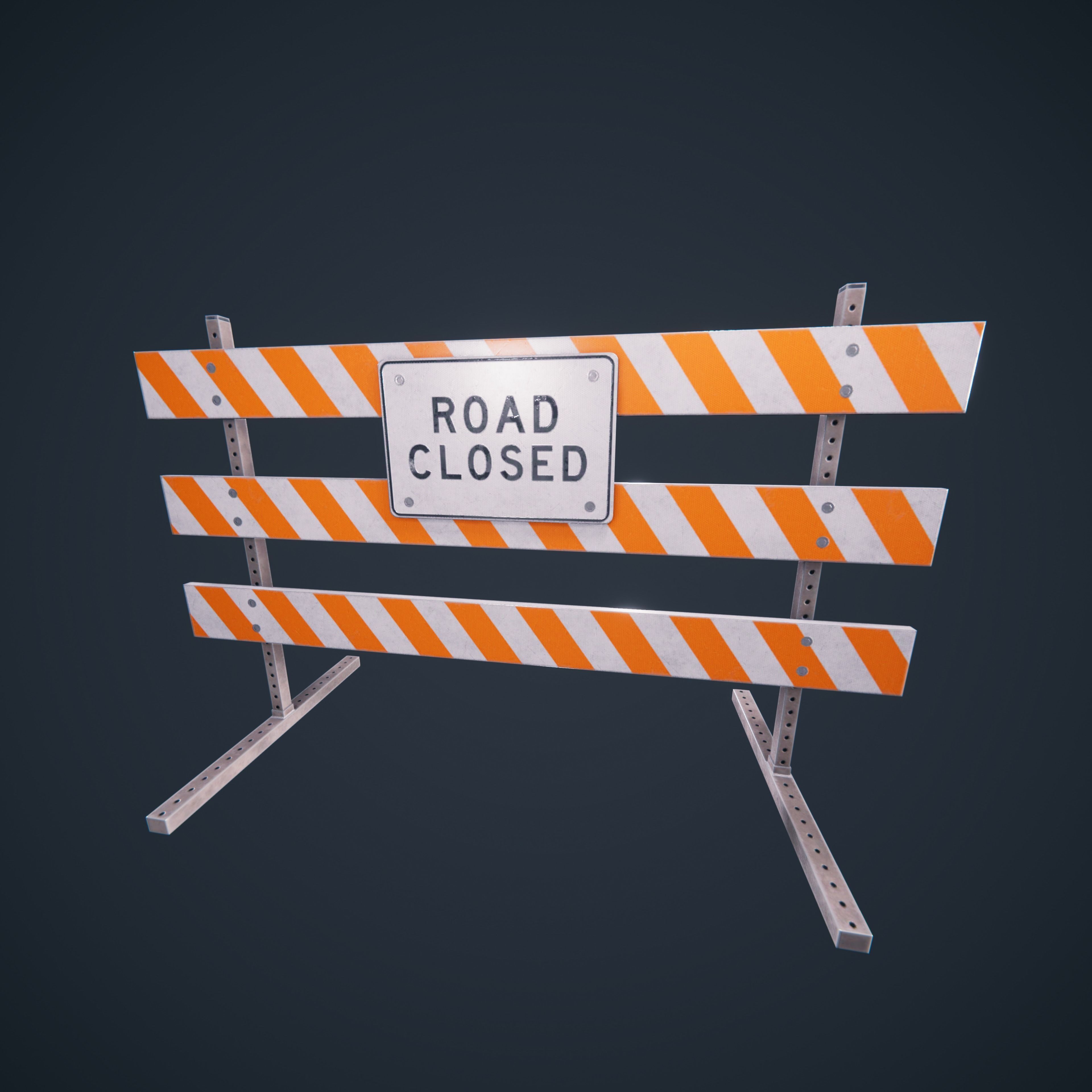 Traffic Road Block  Low-poly 3D model_1