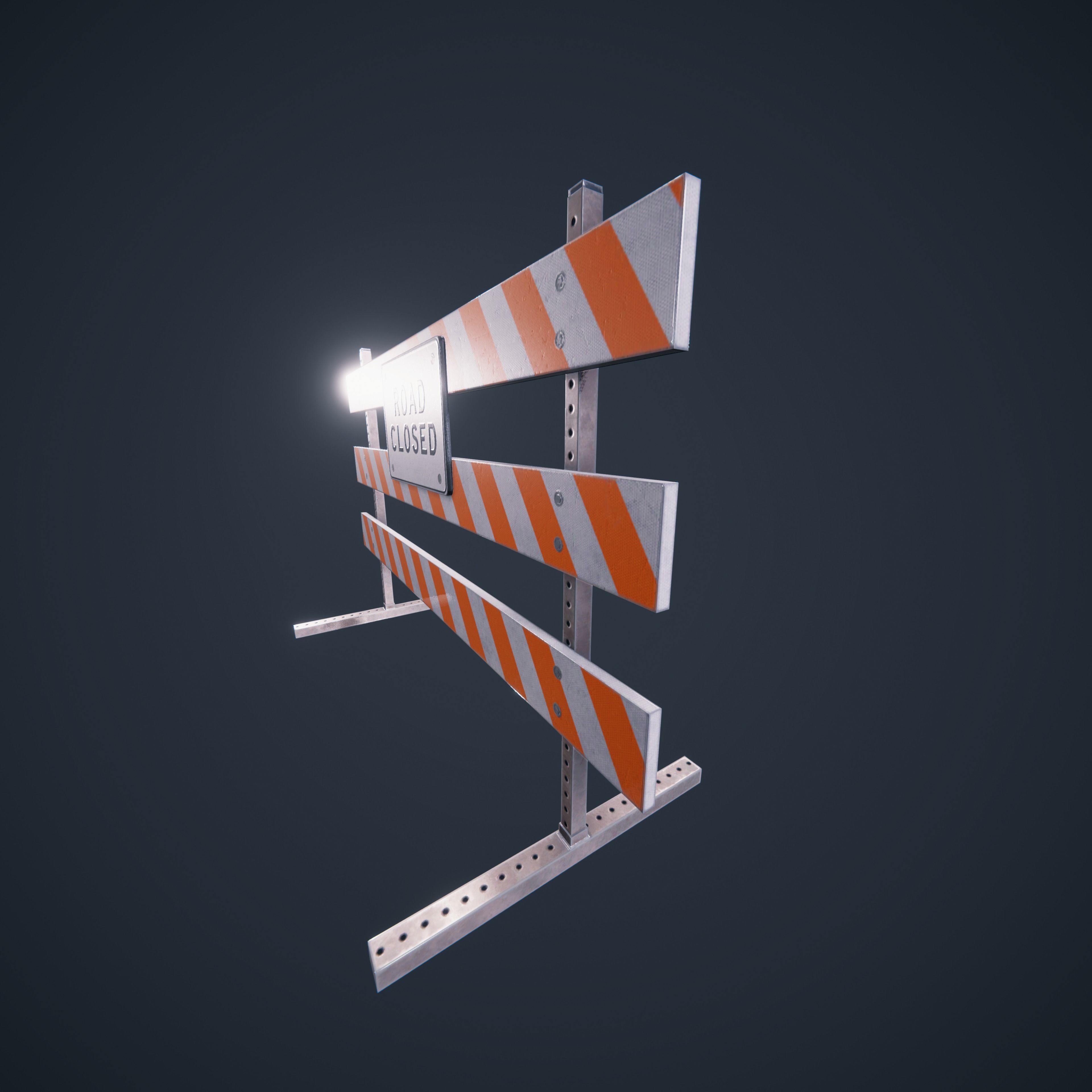 Traffic Road Block  Low-poly 3D model_2