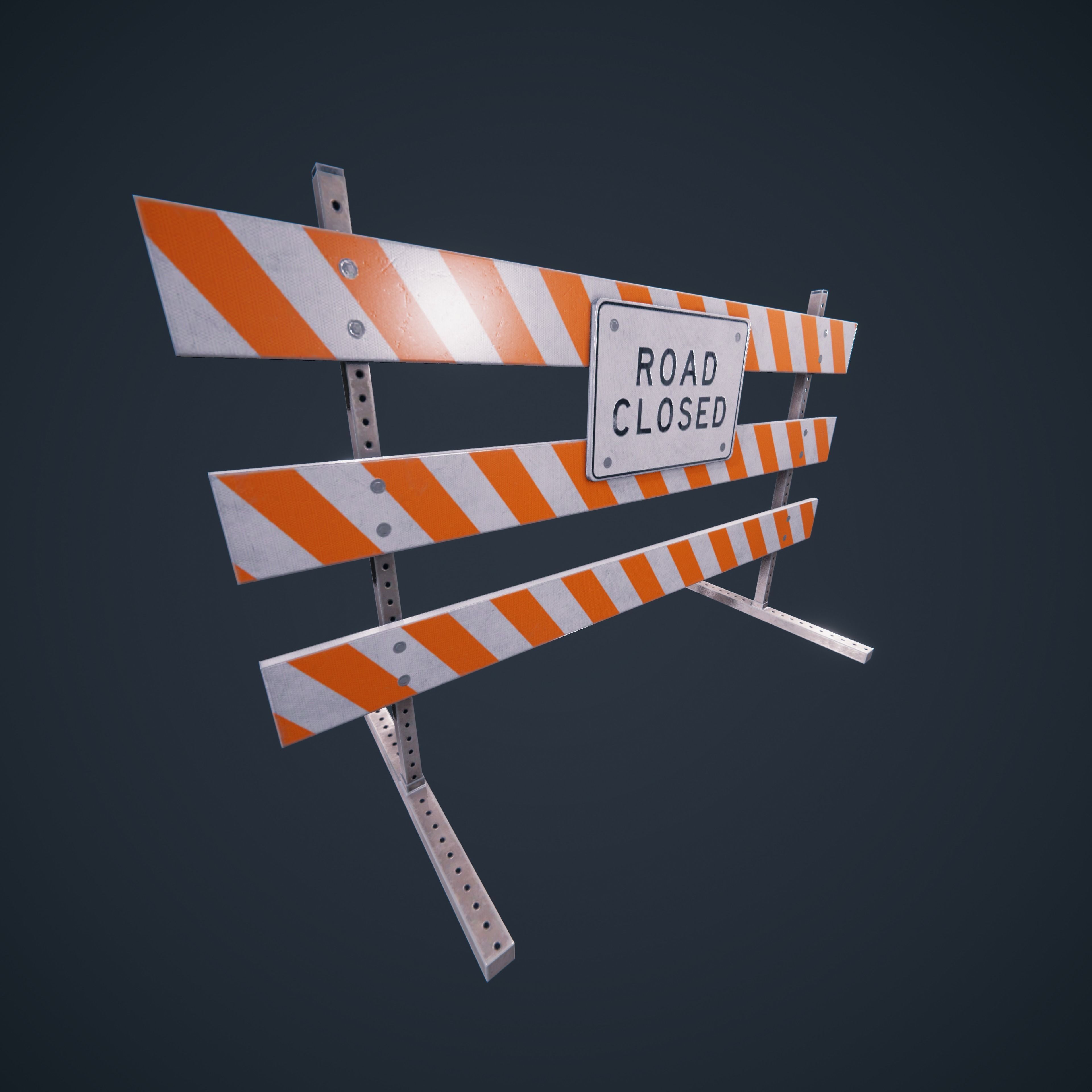 Traffic Road Block  Low-poly 3D model_4
