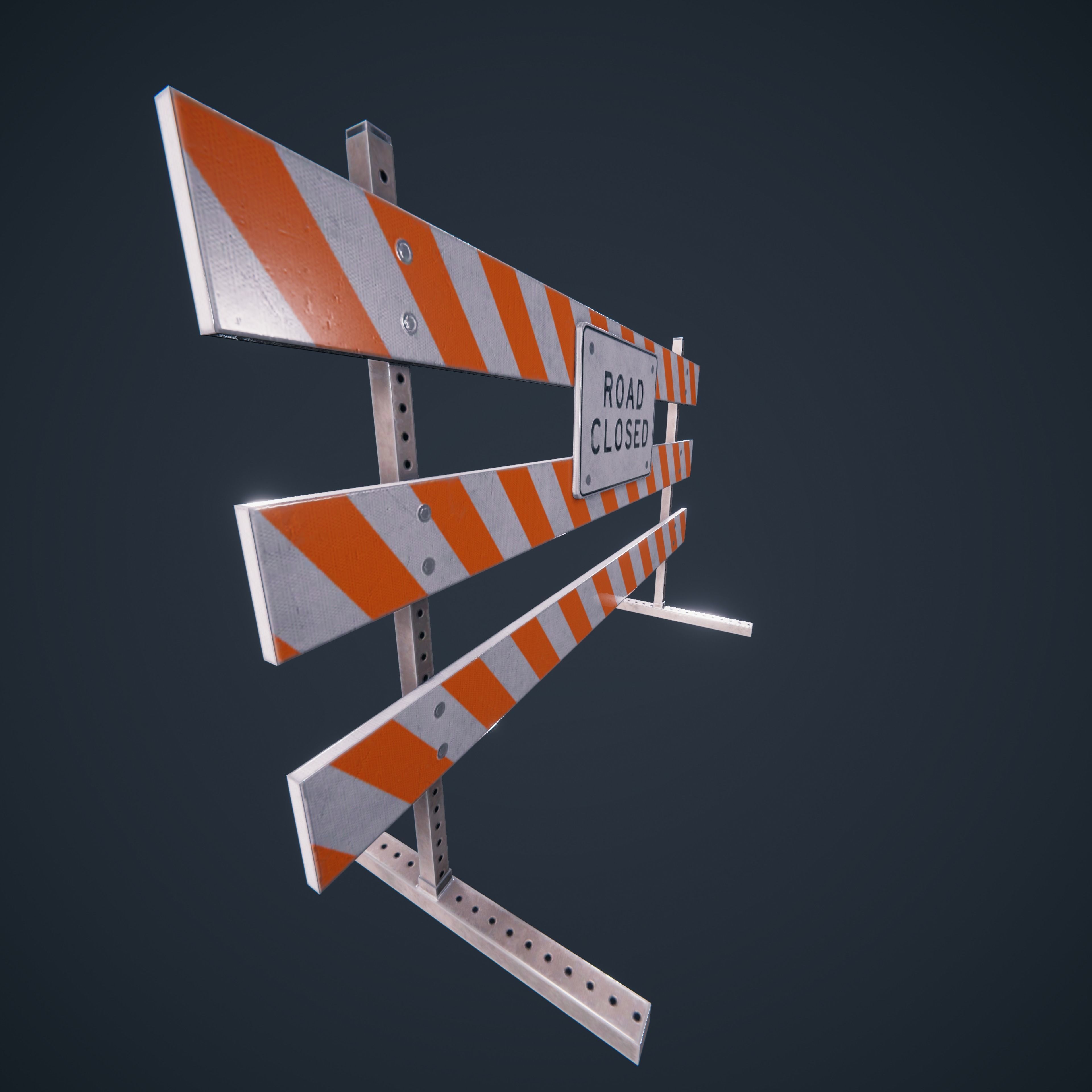 Traffic Road Block  Low-poly 3D model_15