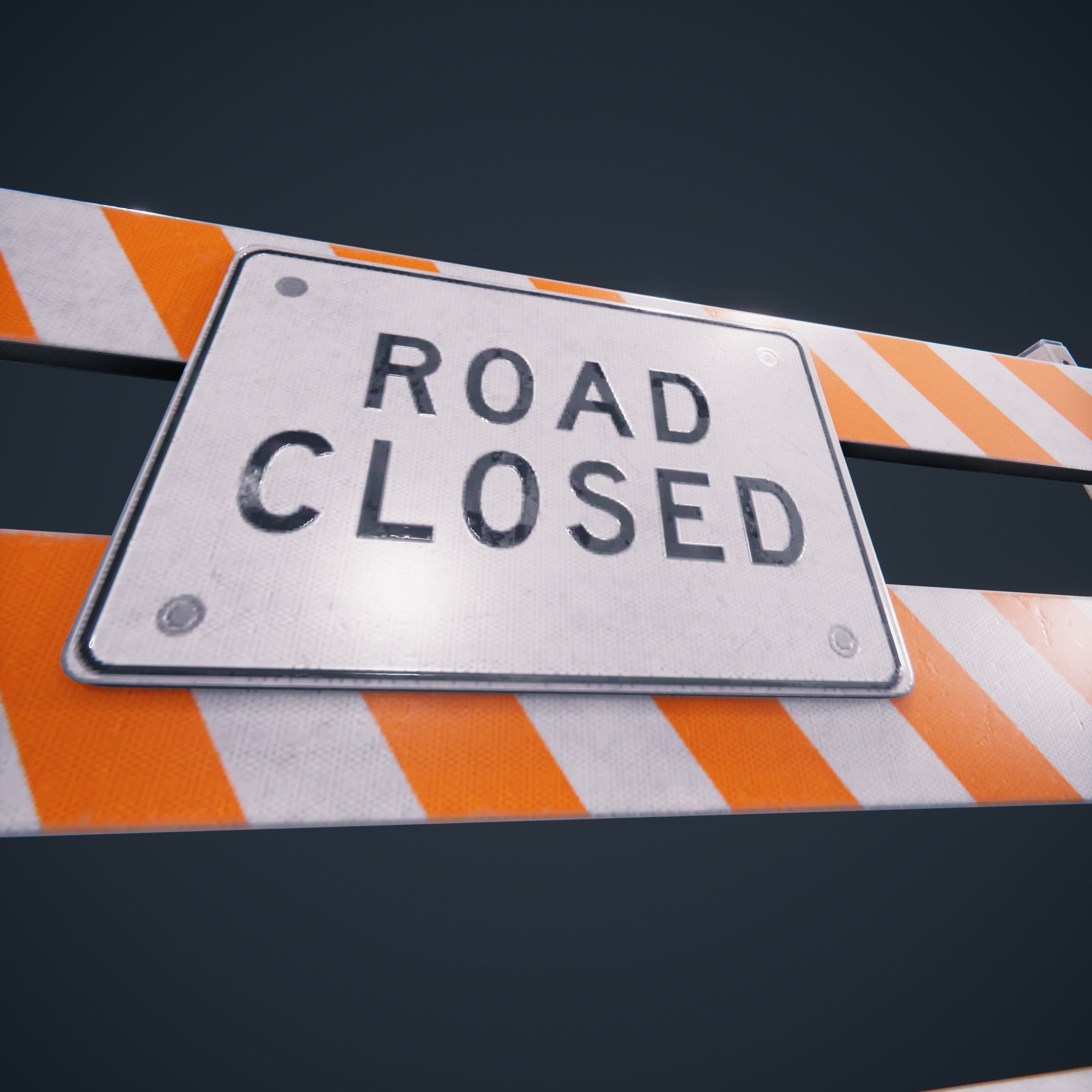 Traffic Road Block  Low-poly 3D model_5