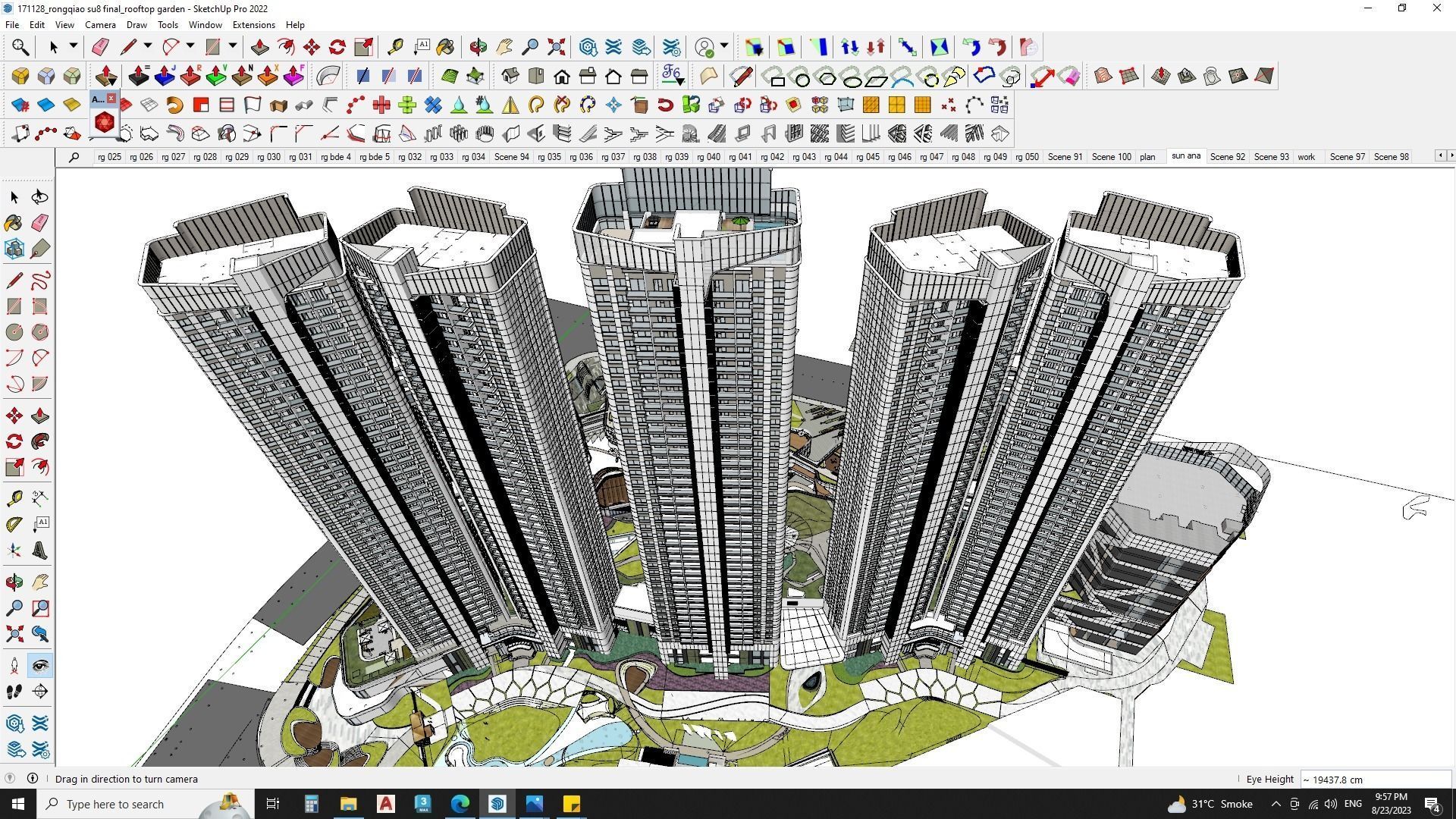 Modern shopping mall with hotel 3D model_1