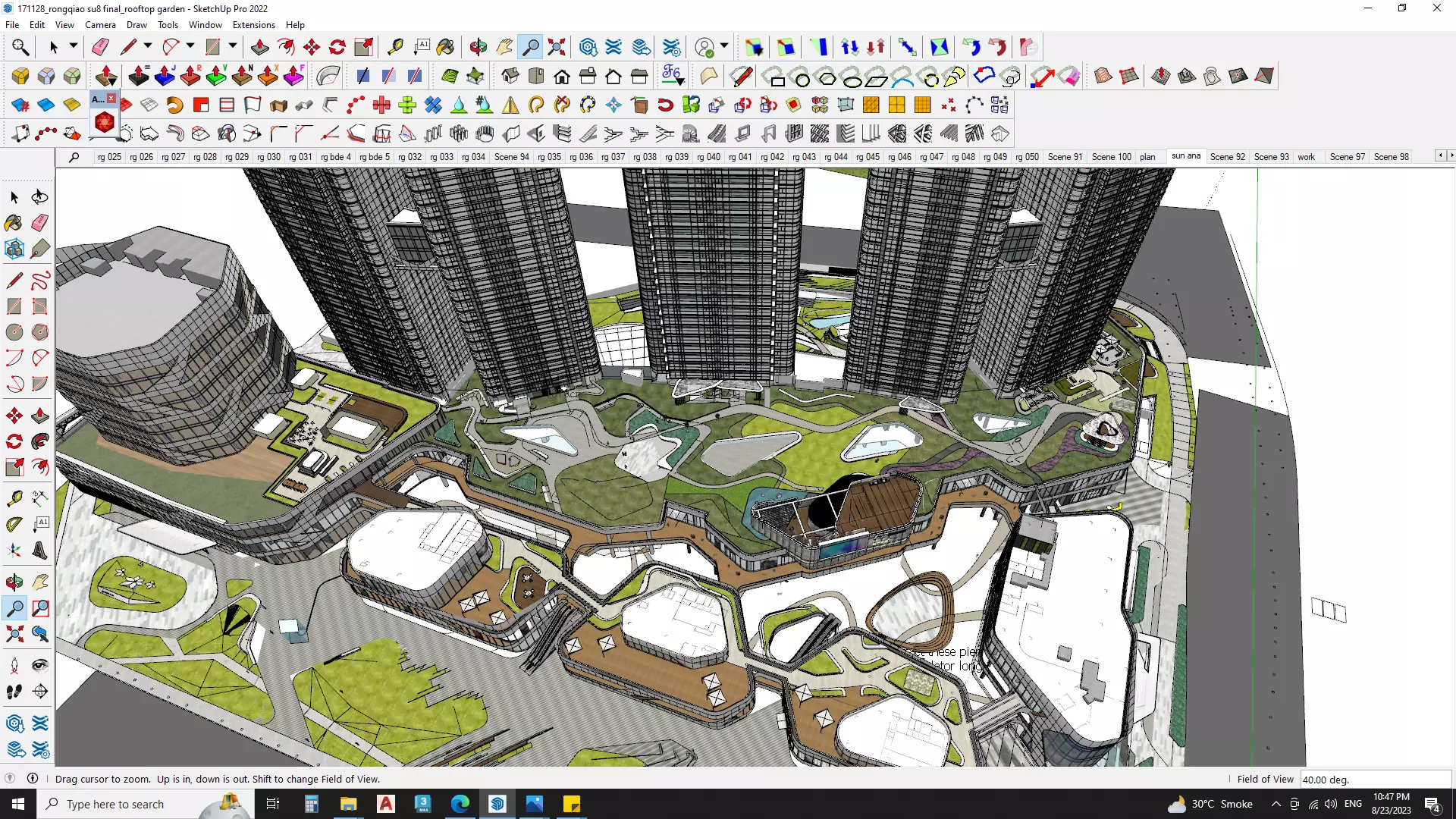 Modern shopping mall with hotel 3D model_0