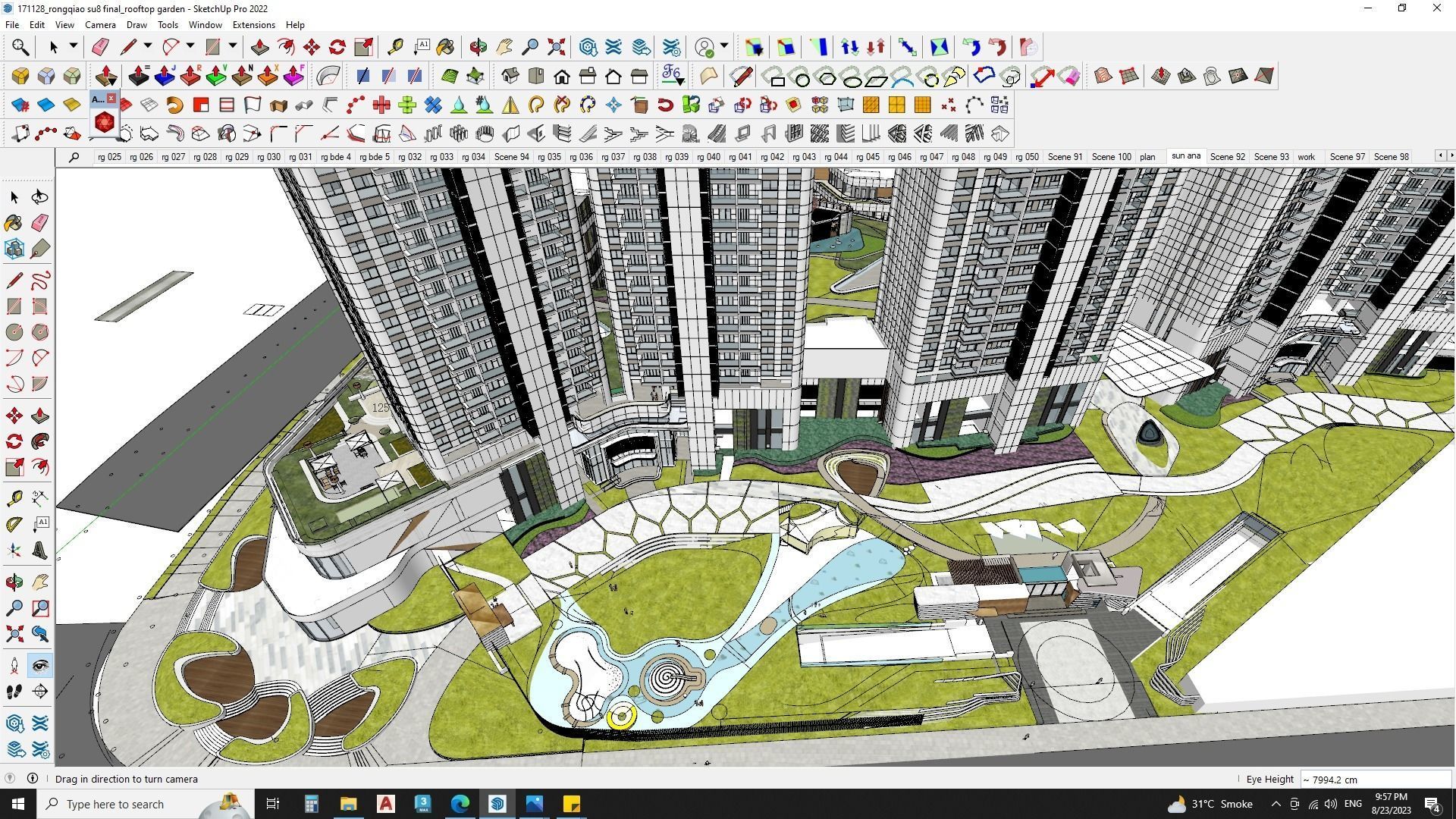 Modern shopping mall with hotel 3D model_2