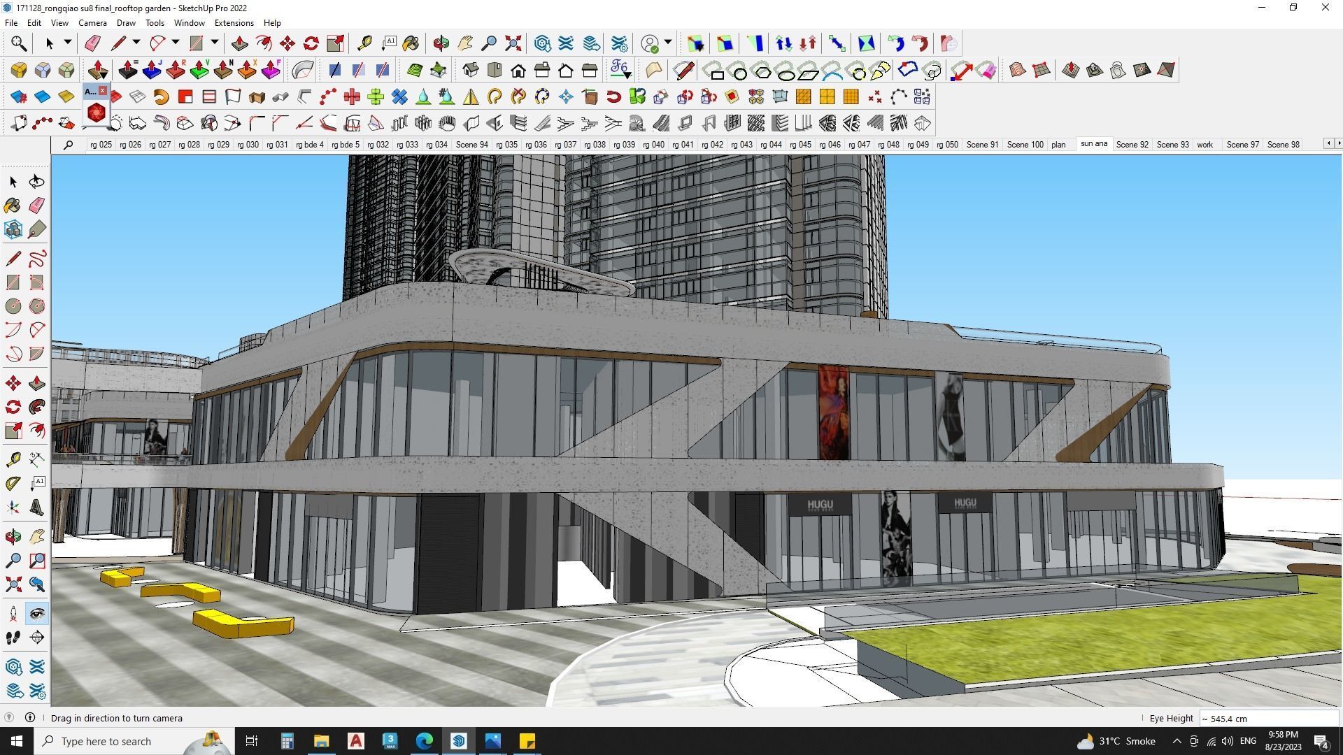 Modern shopping mall with hotel 3D model_4