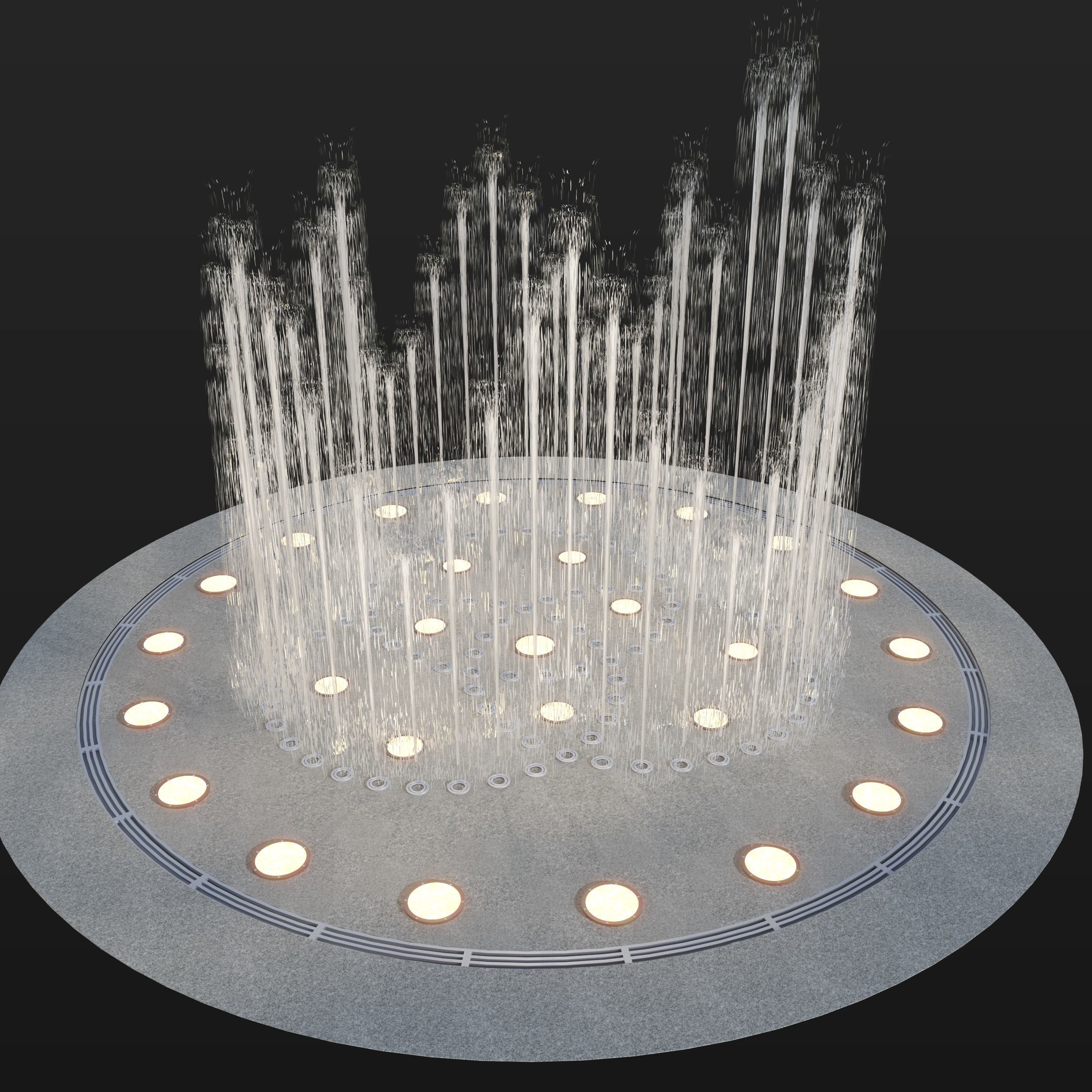 Water fountain Water stream splashing on ground 3D model_1
