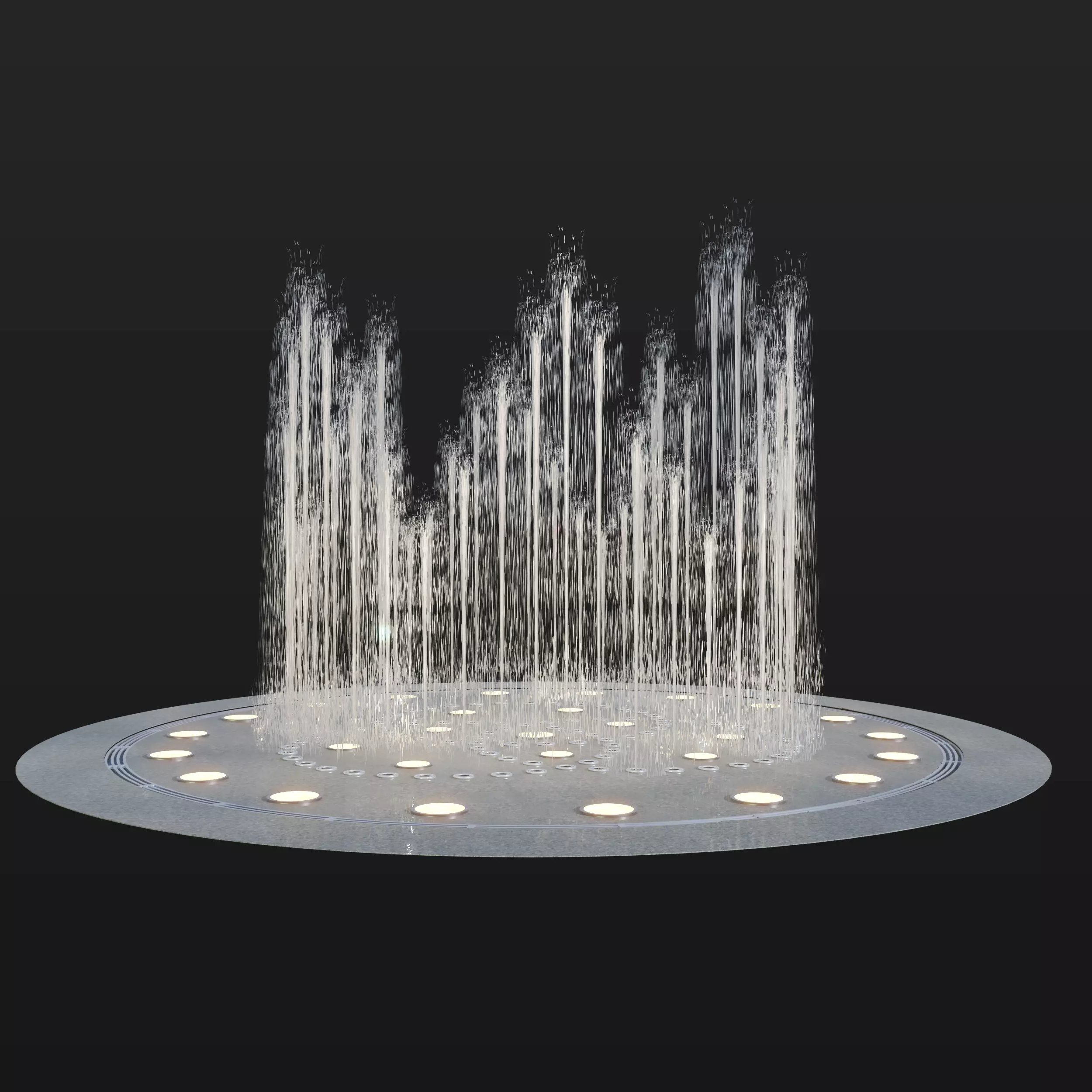 Water fountain Water stream splashing on ground 3D model_0