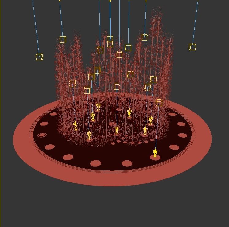 Water fountain Water stream splashing on ground 3D model_2