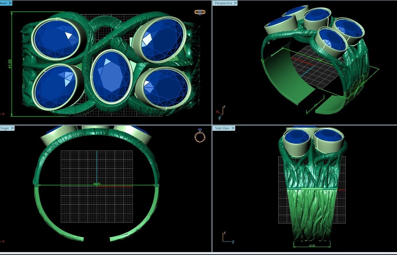 large massive tree branch bracelet 892 3D print model_4