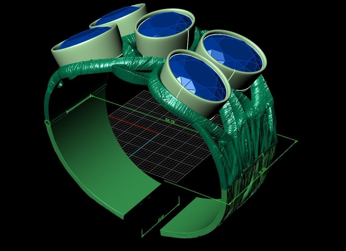 large massive tree branch bracelet 892 3D print model_8