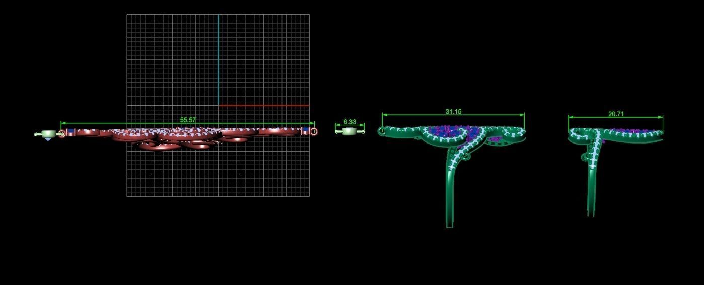 trendy chain link bracelet ring 898 3D print model_7