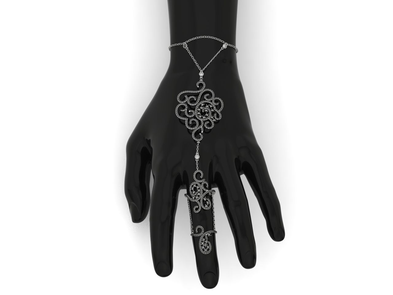 trendy chain link bracelet ring 898 3D print model_3