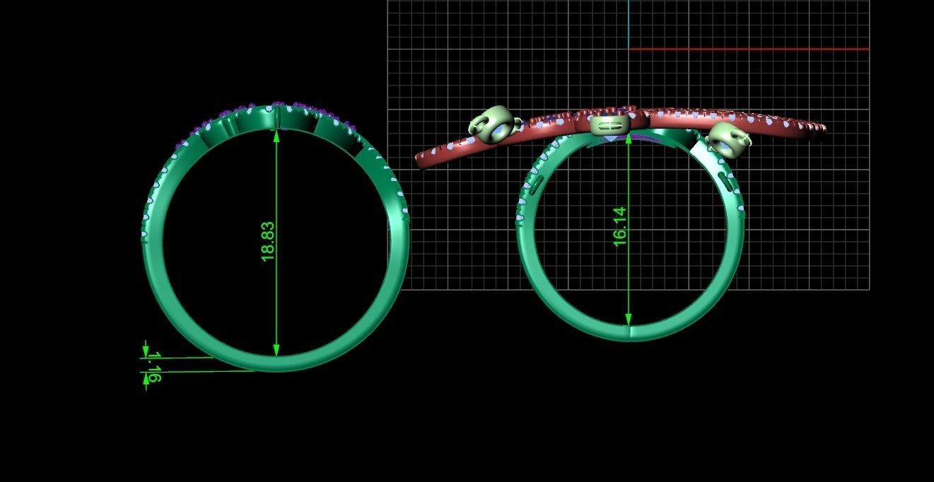 trendy chain link bracelet ring 898 3D print model_4