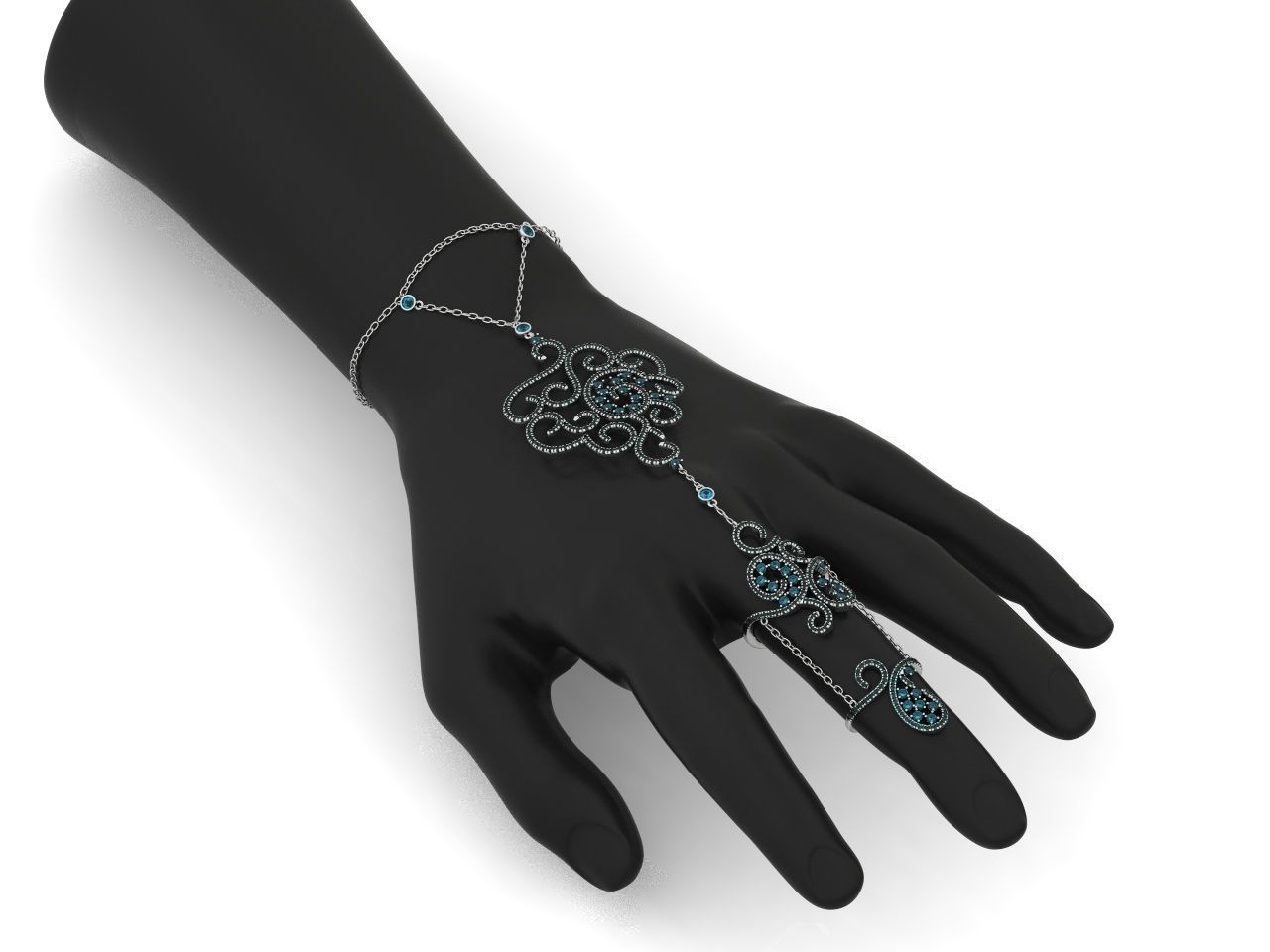 trendy chain link bracelet ring 898 3D print model_22
