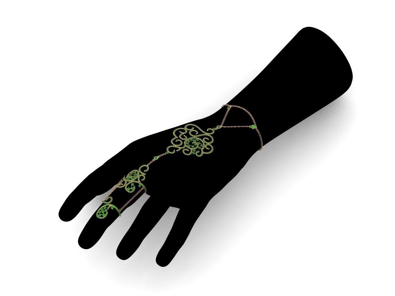 trendy chain link bracelet ring 898 3D print model_48