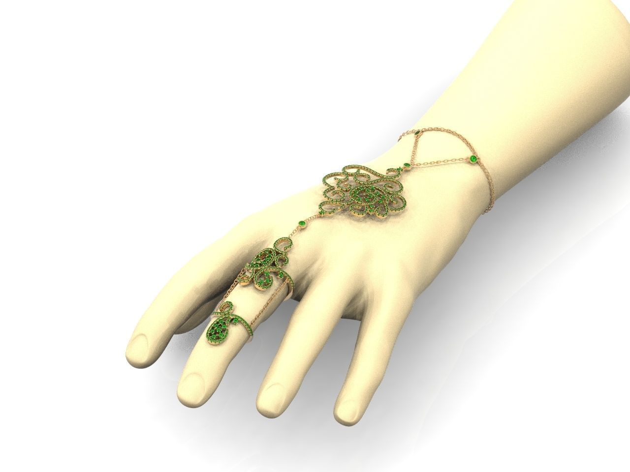 trendy chain link bracelet ring 898 3D print model_40