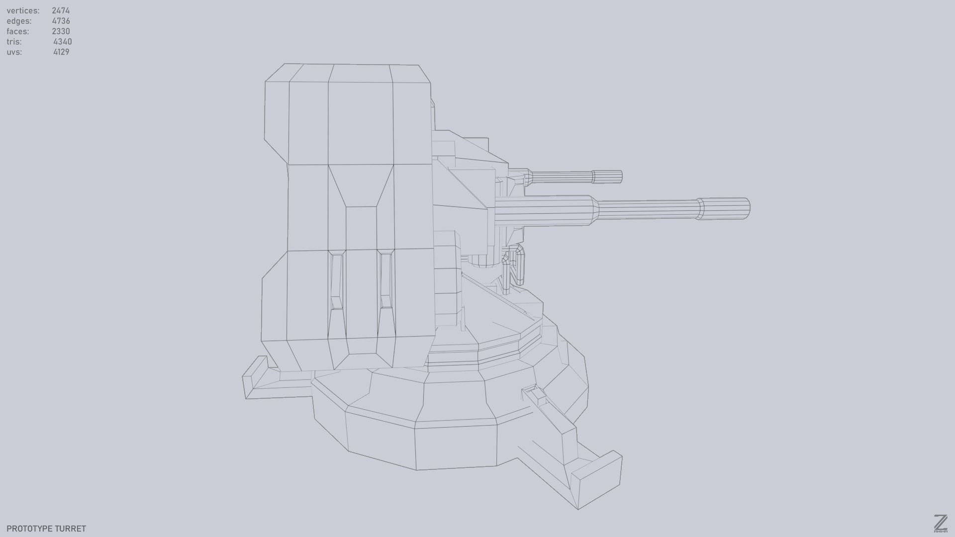 Prototype turret Low-poly 3D model_13