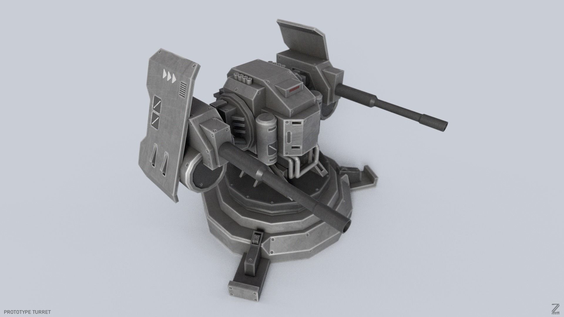 Prototype turret Low-poly 3D model_6