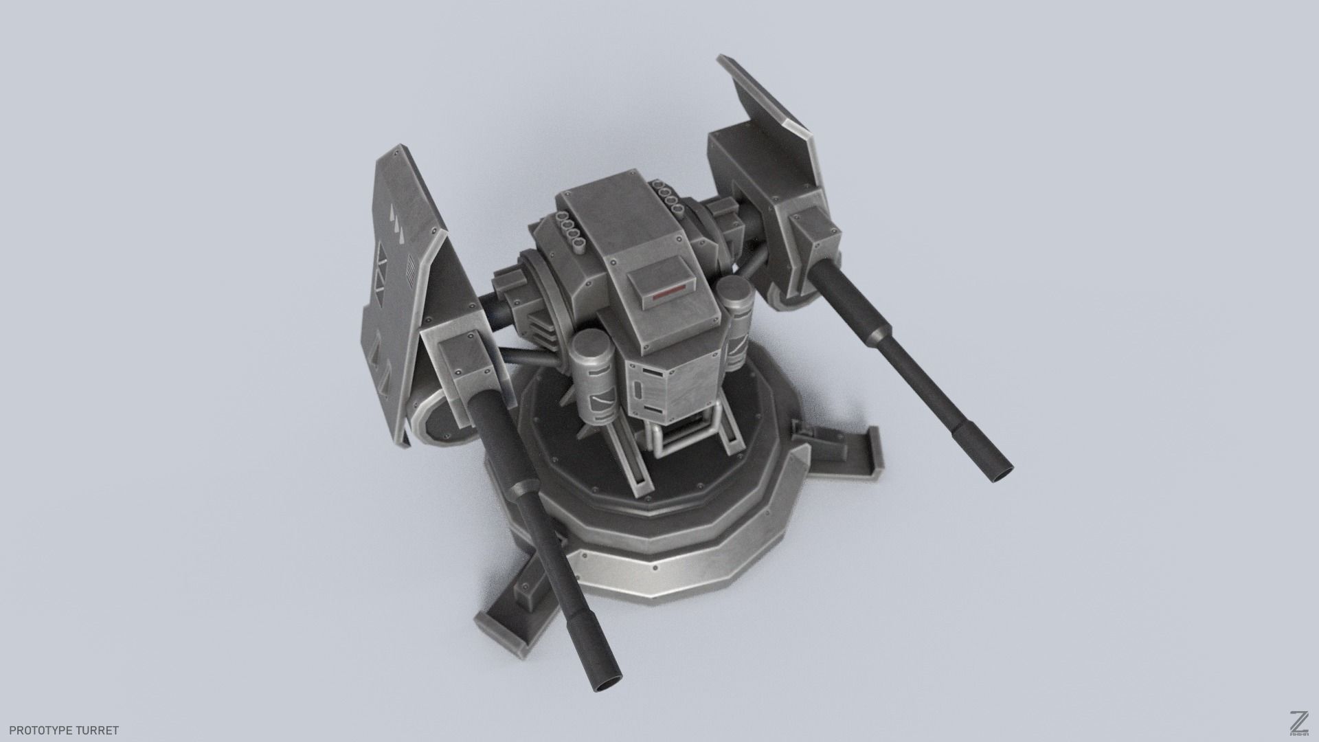 Prototype turret Low-poly 3D model_7