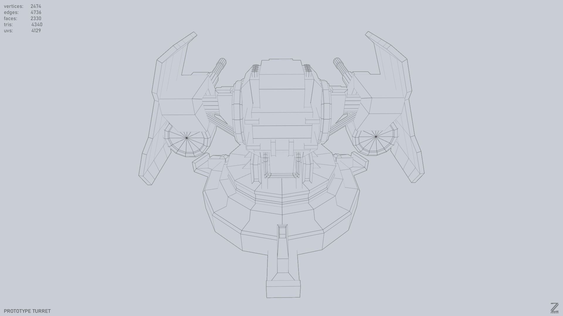 Prototype turret Low-poly 3D model_11