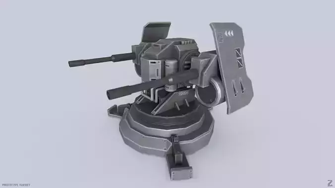 Prototype turret Low-poly 3D model