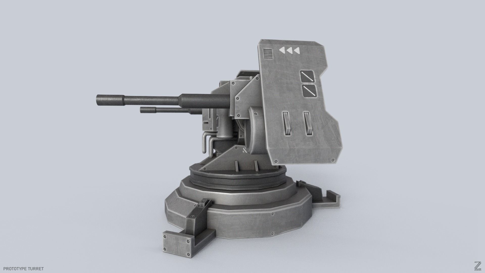 Prototype turret Low-poly 3D model_1