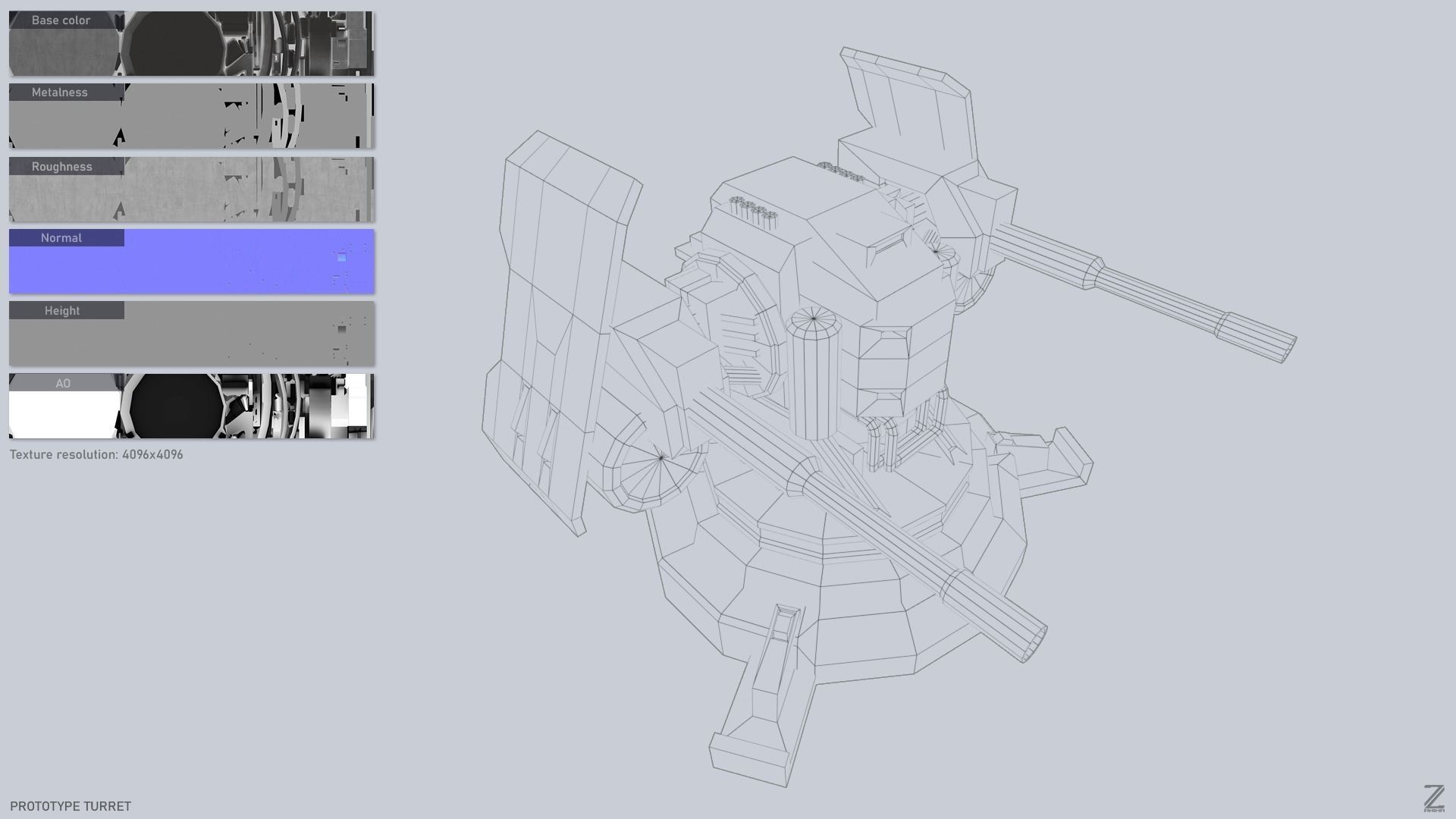 Prototype turret Low-poly 3D model_2