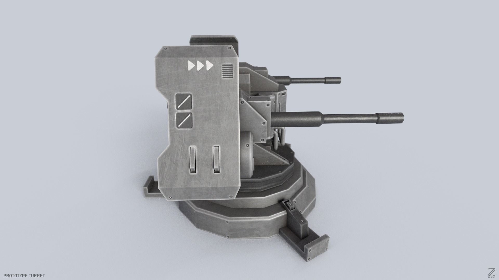 Prototype turret Low-poly 3D model_5