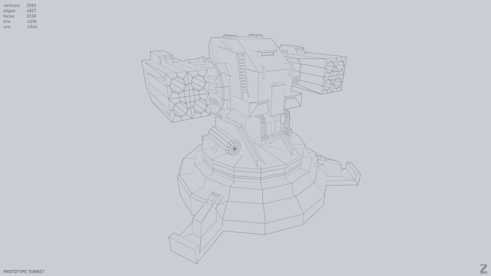 Prototype turret Low-poly 3D model_12