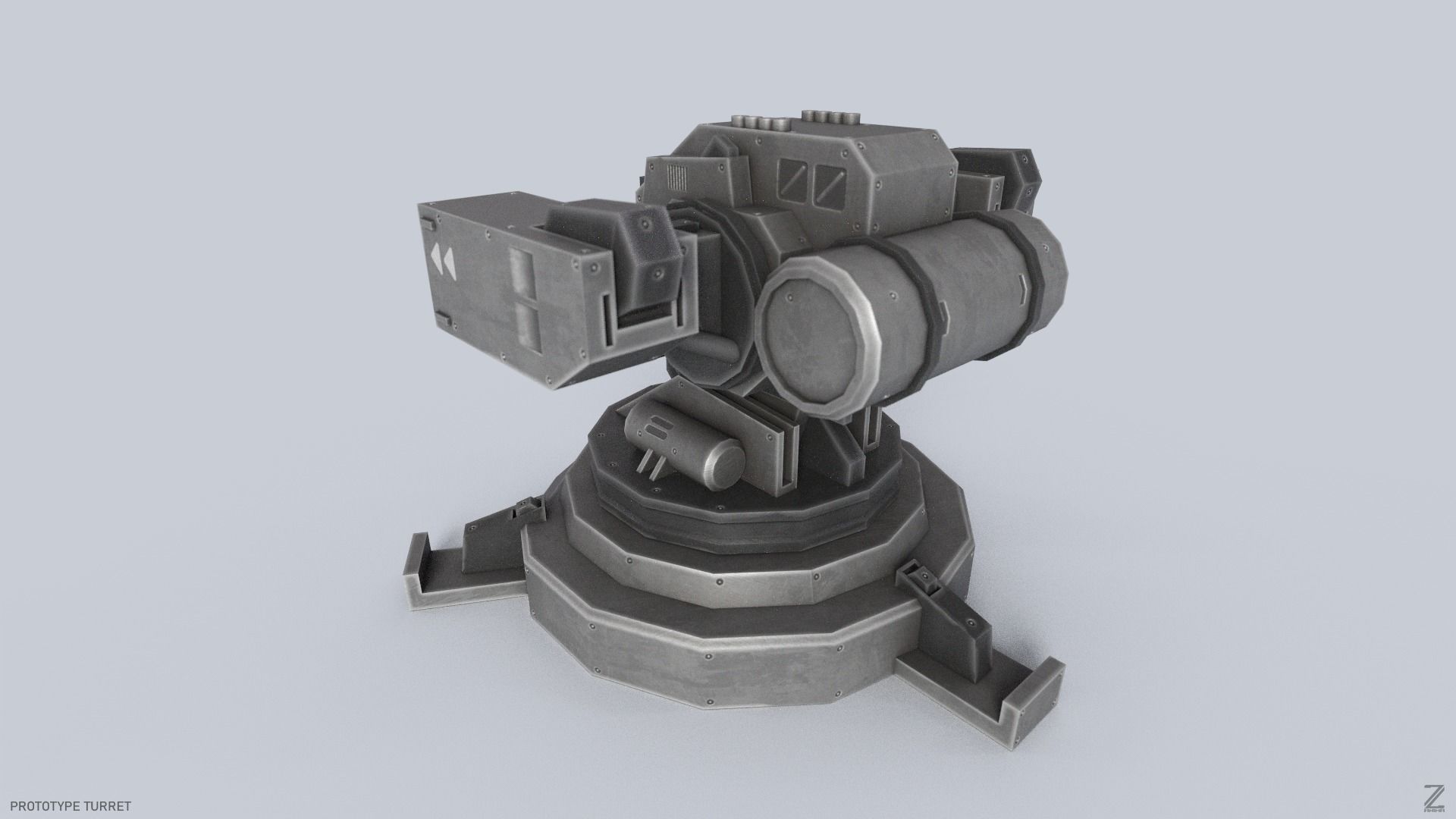 Prototype turret Low-poly 3D model_4